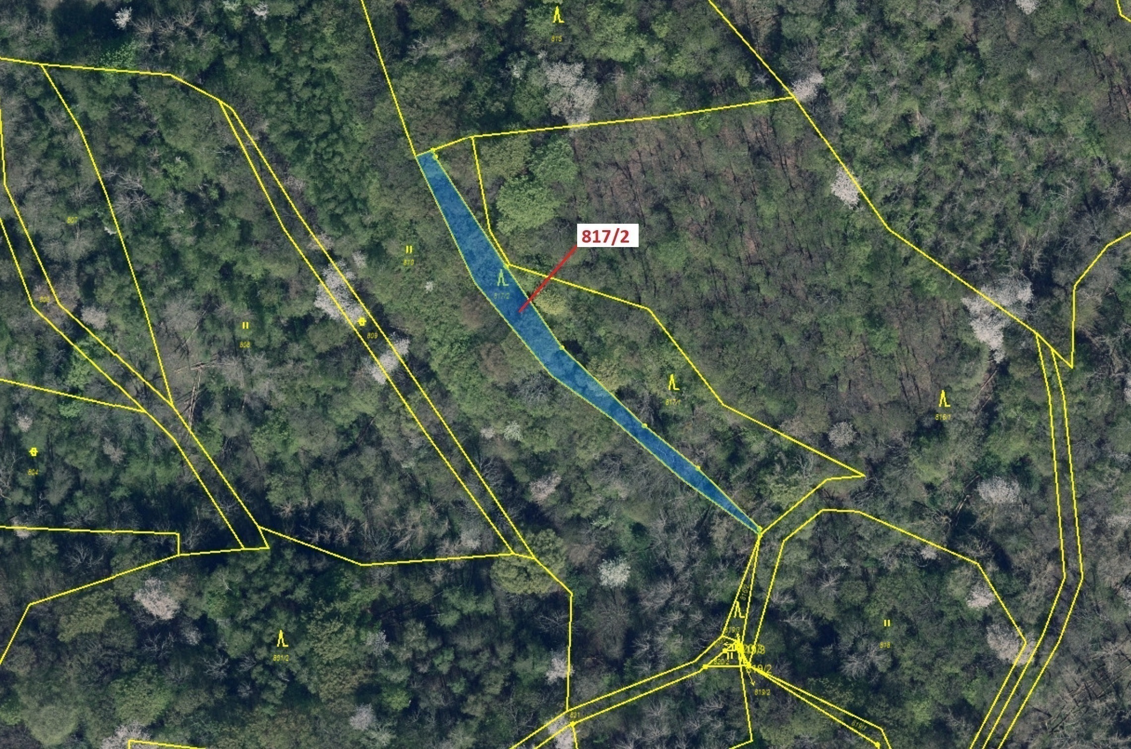 Lesní pozemek o výměře 815 m2, podíl  9/10, katastrální území Zubrnice, obec Zubrnice, obec s rozšíř