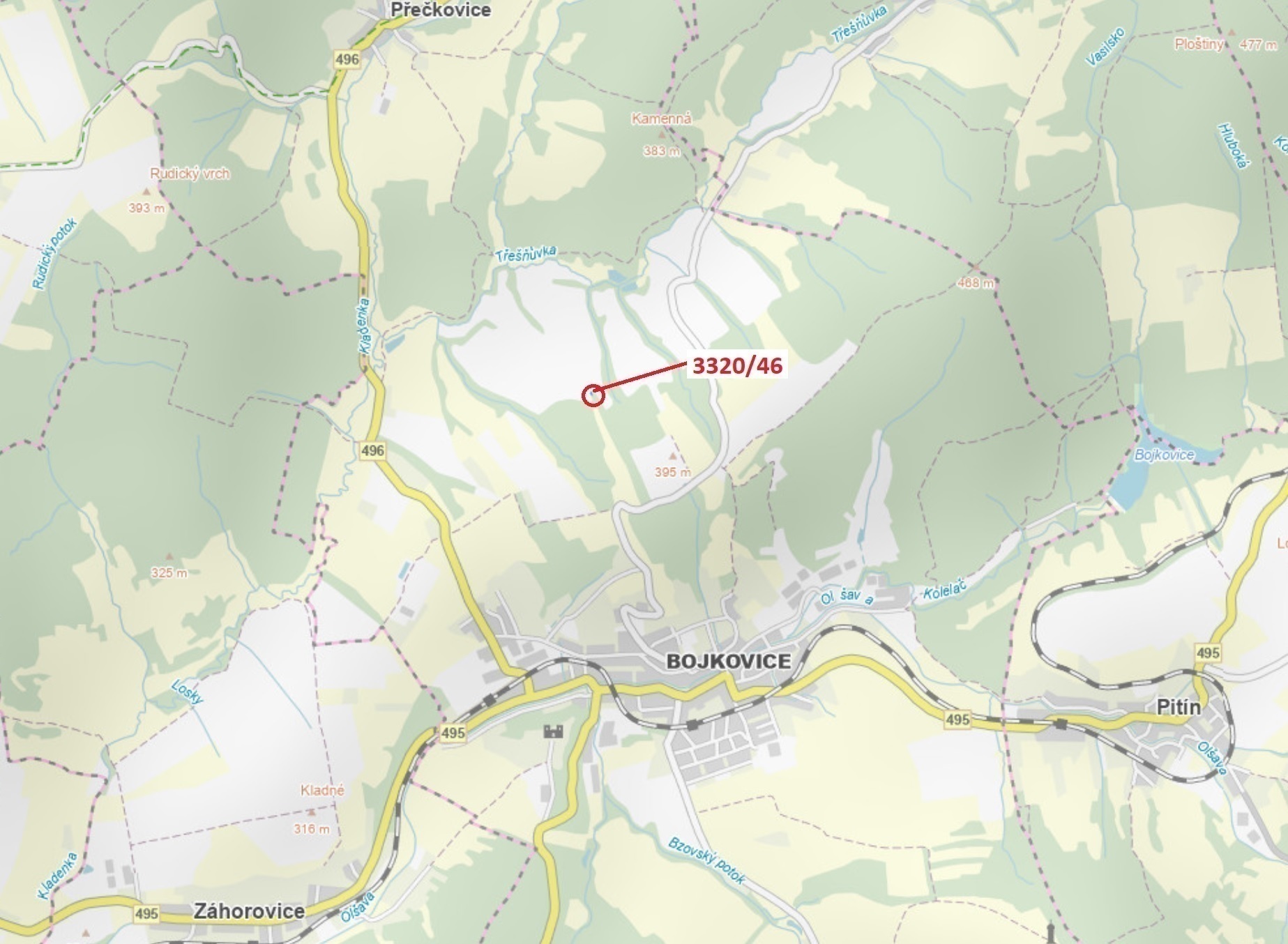 Orná půda o výměře 94 m2, podíl 1/1, katastrální území Bojkovice, obec Bojkovice, obec s rozšířenou 