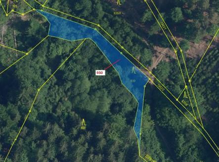 Prodej - pozemek, les, 967 m²