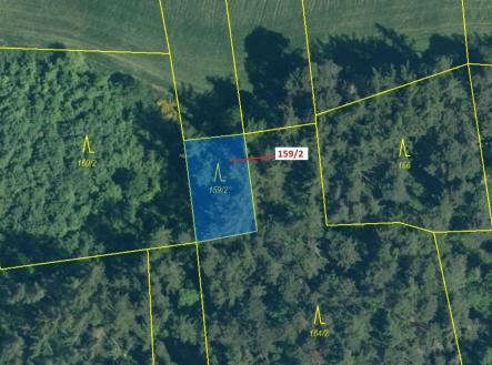 Prodej - pozemek, les, 362 m²