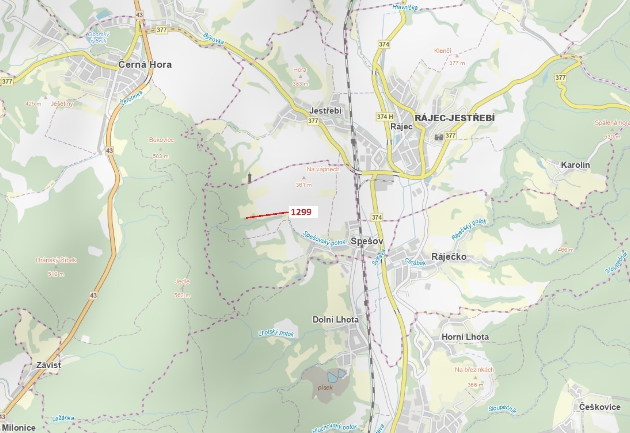 Lesní pozemek o výměře 114 m2, podíl 1/1, katastrální území Spešov, obec Spešov, obec s rozšířenou p