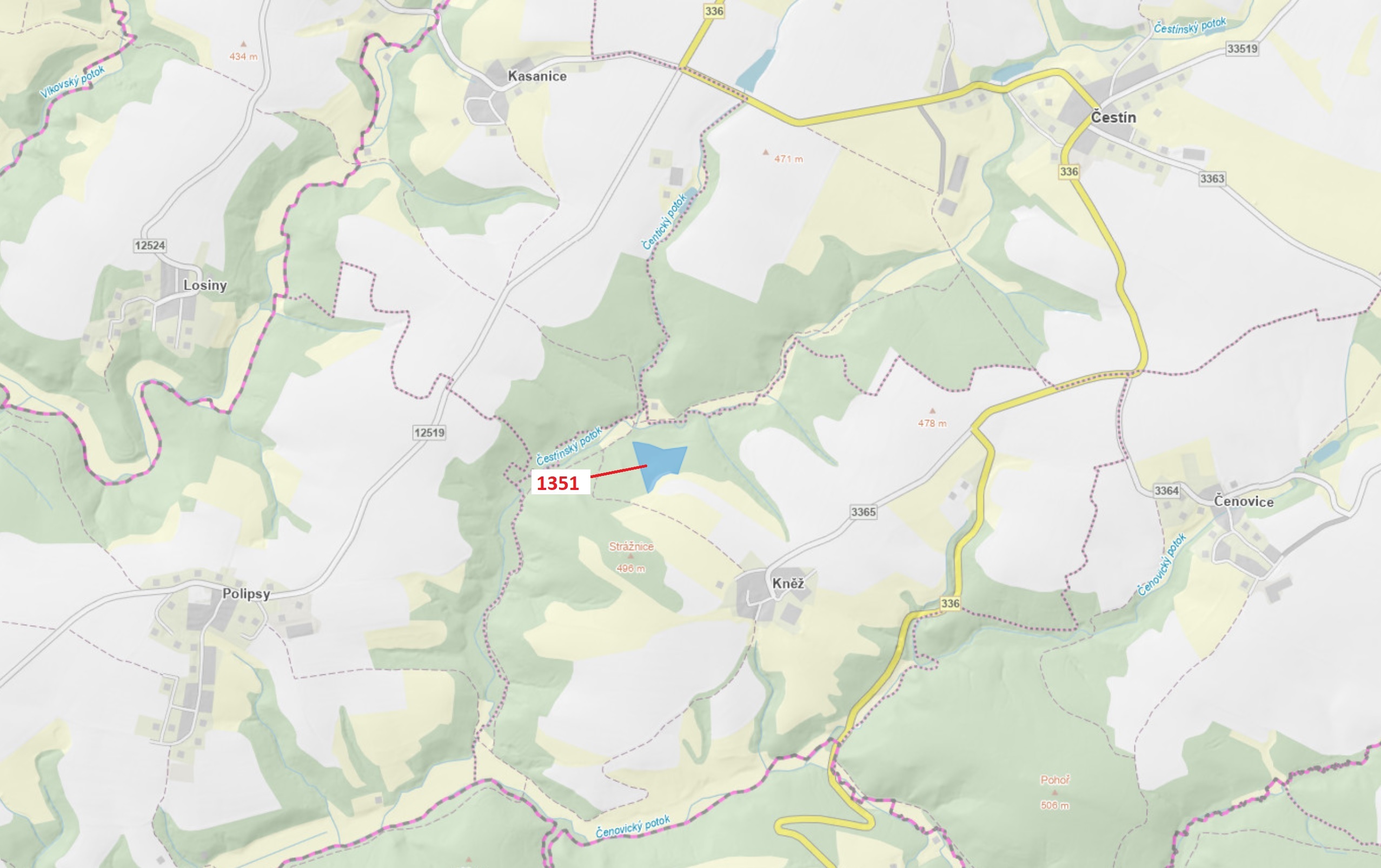 Lesní pozemek o výměře 22 508 m2, podíl 1/1, katastrální území Kněž u Čestína, obec Čestín, obec s r