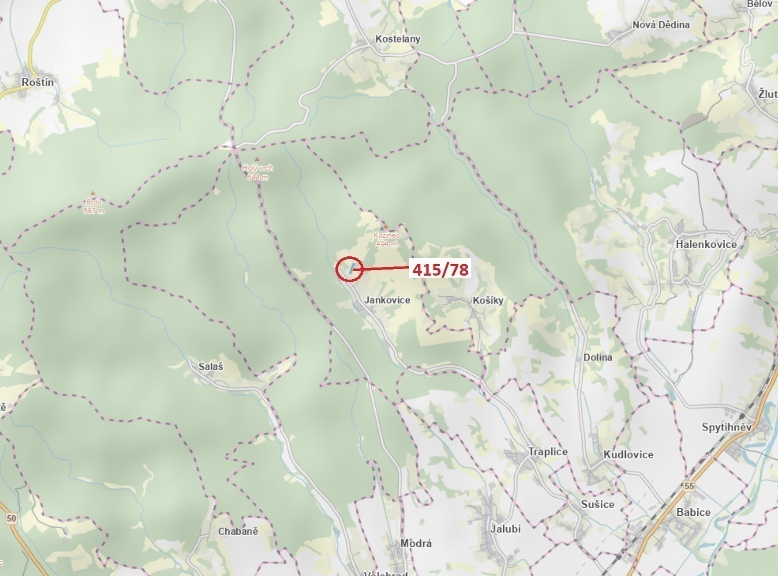 Trvalý travní porost o výměře 6434 m2, podíl 1/1, katastrální území Jankovice u Uherského Hradiště, 