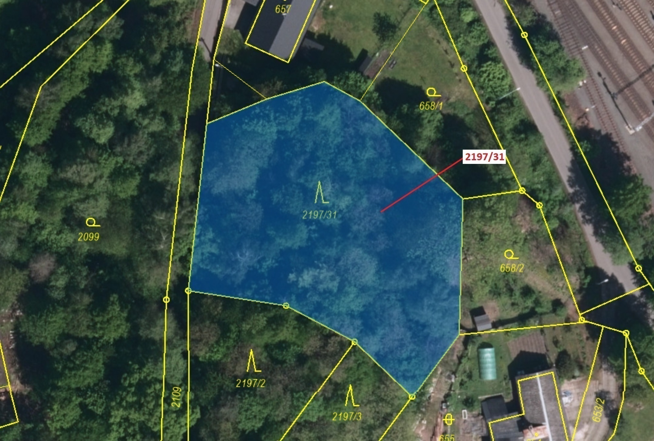 Lesní pozemek o výměře 1999 m2, podíl 1/1, katastrální území Louky nad Olší, obec Karviná, obec s ro