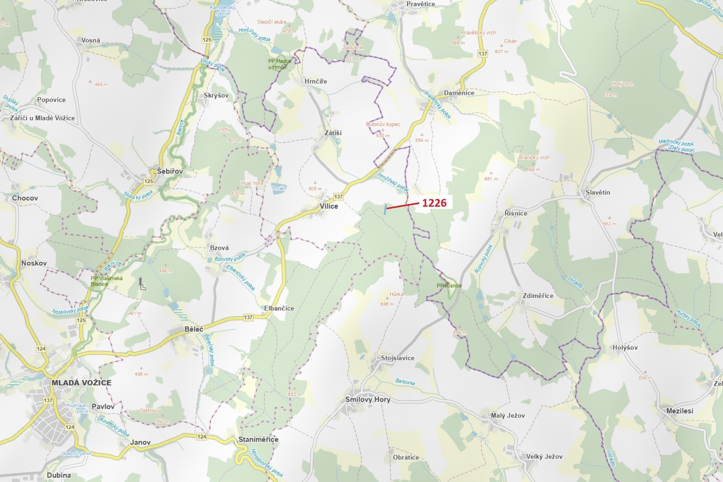 Lesní pozemek o výměře 3593 m2, podíl 1/1, katastrální území Vilice, obec Vilice, obec s rozšířenou 