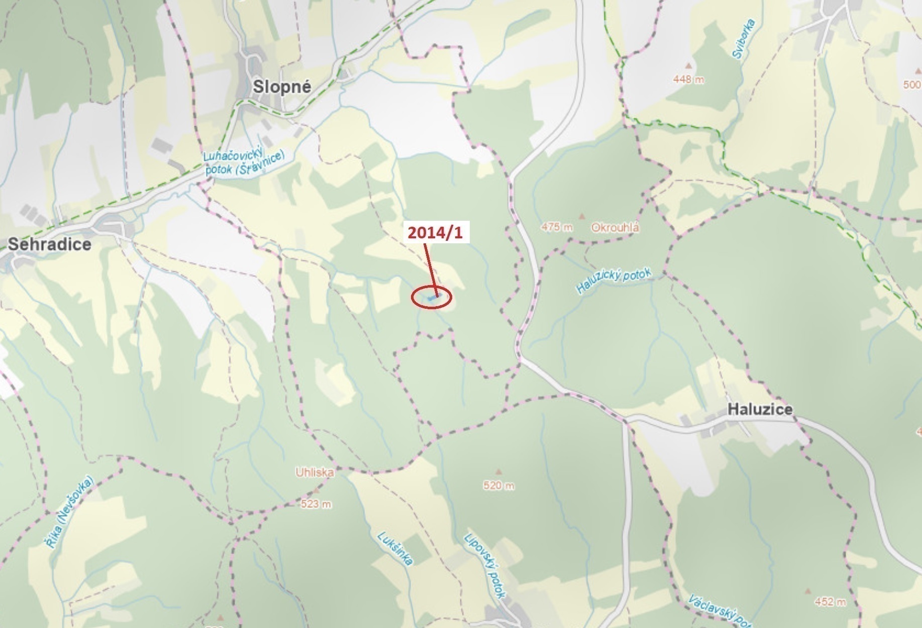 Ostatní plocha o výměře 1786 m2, podíl 1/1, katastrální území Slopné, obec Slopné, obec s rozšířenou