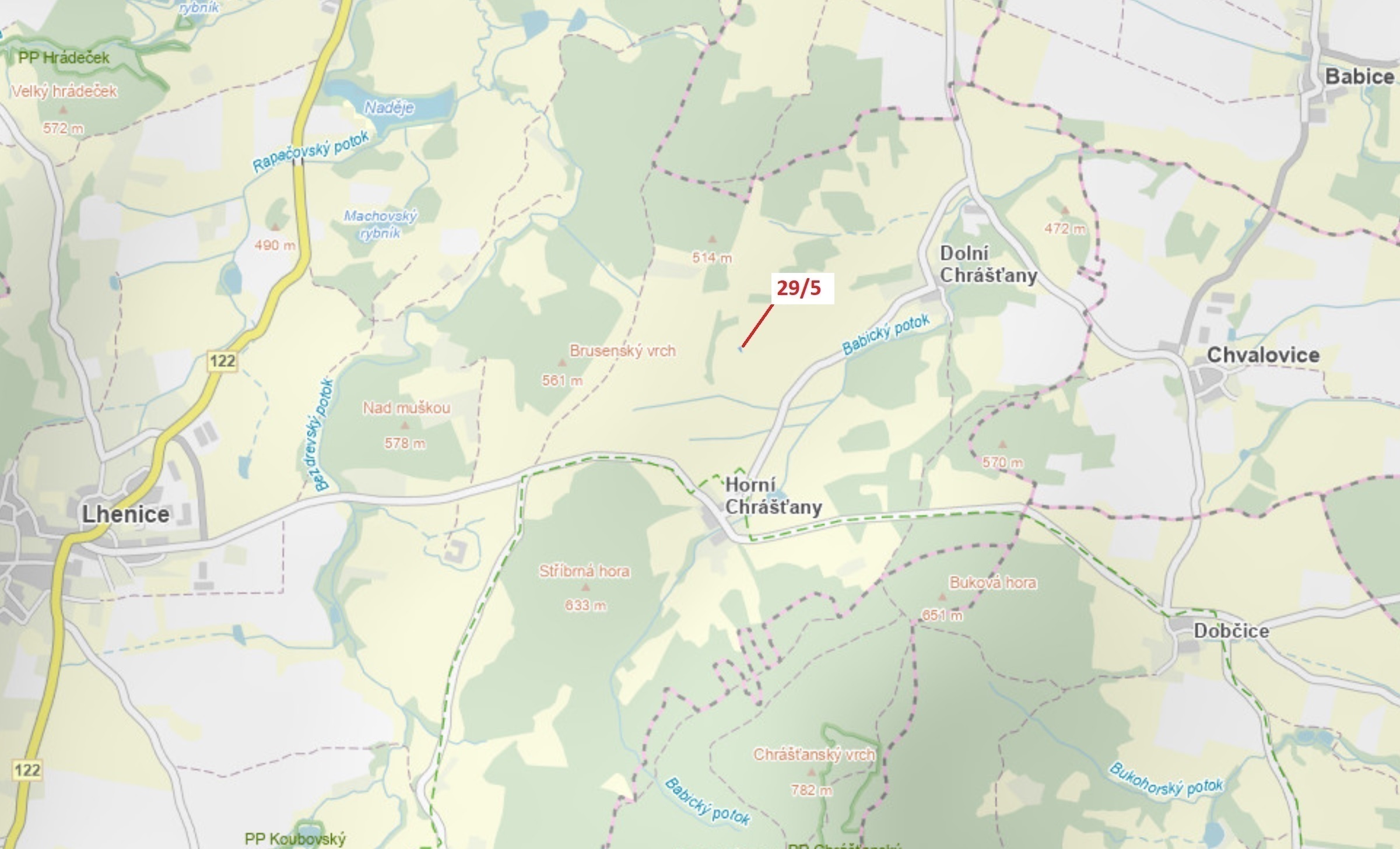 Orná půda o výměře 190 m2, podíl 1/1, katastrální území Horní Chrášťany, obec Lhenice, obec s rozšíř