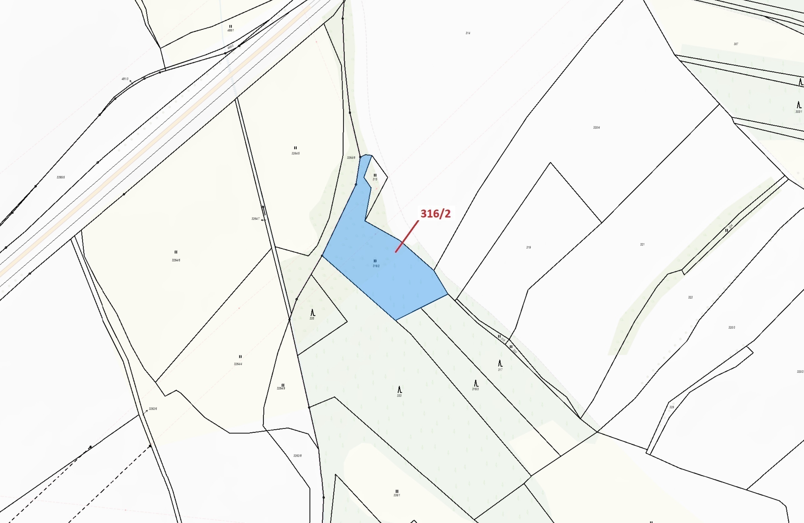 Trvalý travní porost o výměře 3211 m2, podíl 1/1, katastrální území Olešná u Pelhřimova, obec Olešná