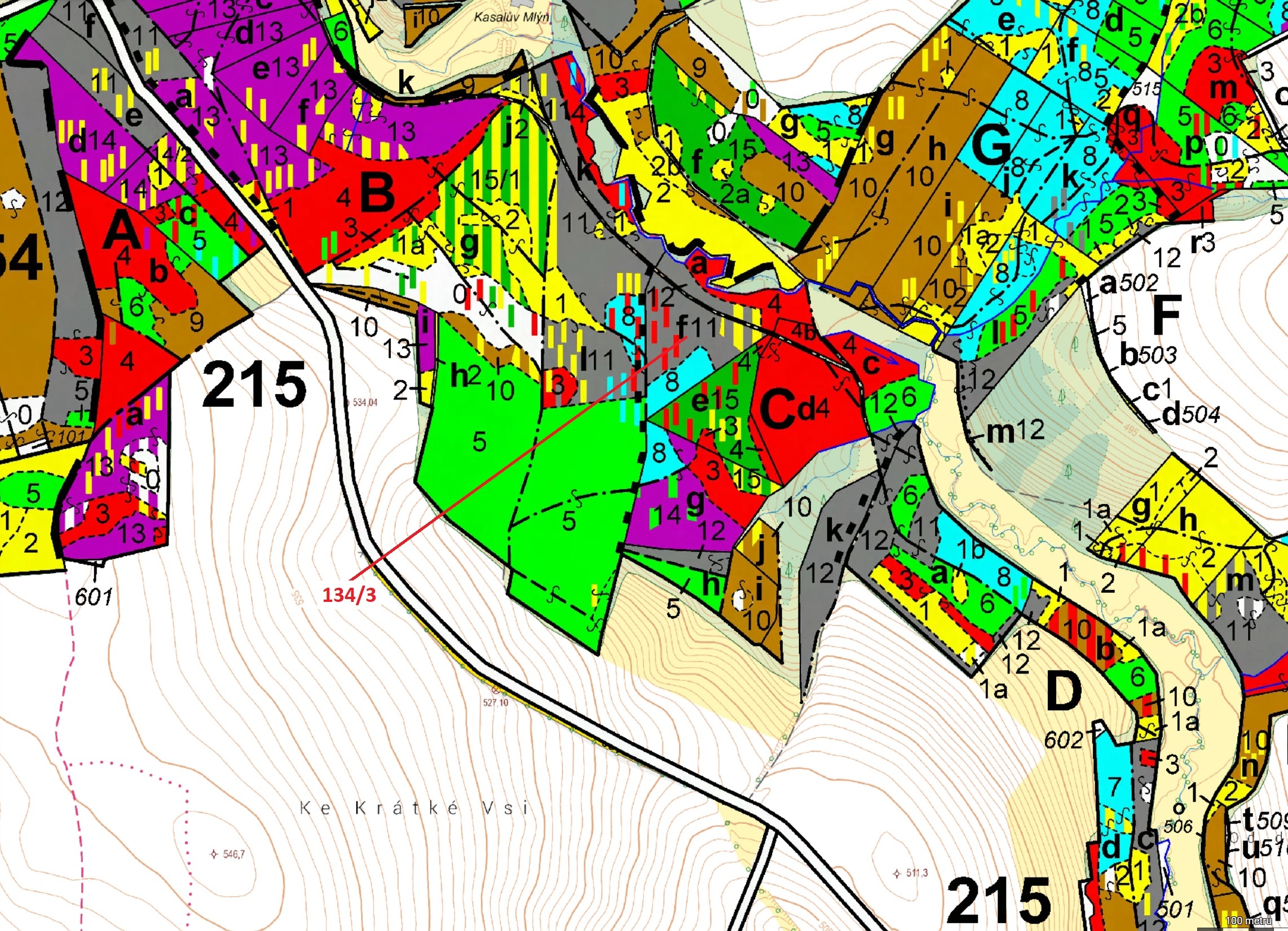 Lesní pozemek o výměře 8330 m2, podíl 1/1, katastrální území Macourov, obec Žižkovo Pole, obec s roz