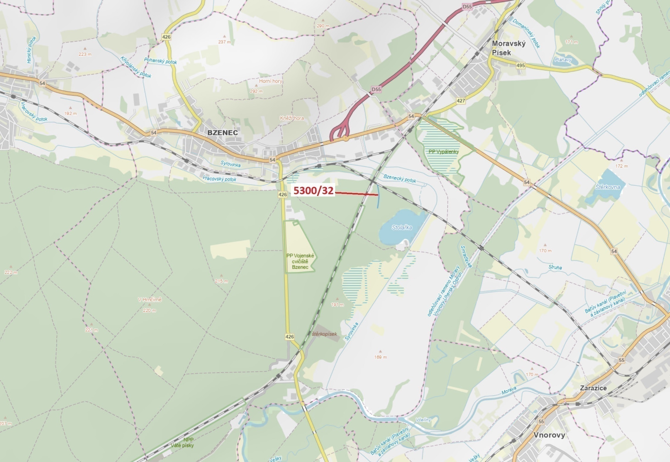 Lesní pozemek o výměře 4949 m2, podíl 1/1, katastrální území Bzenec, obec Bzenec, obec s rozšířenou 