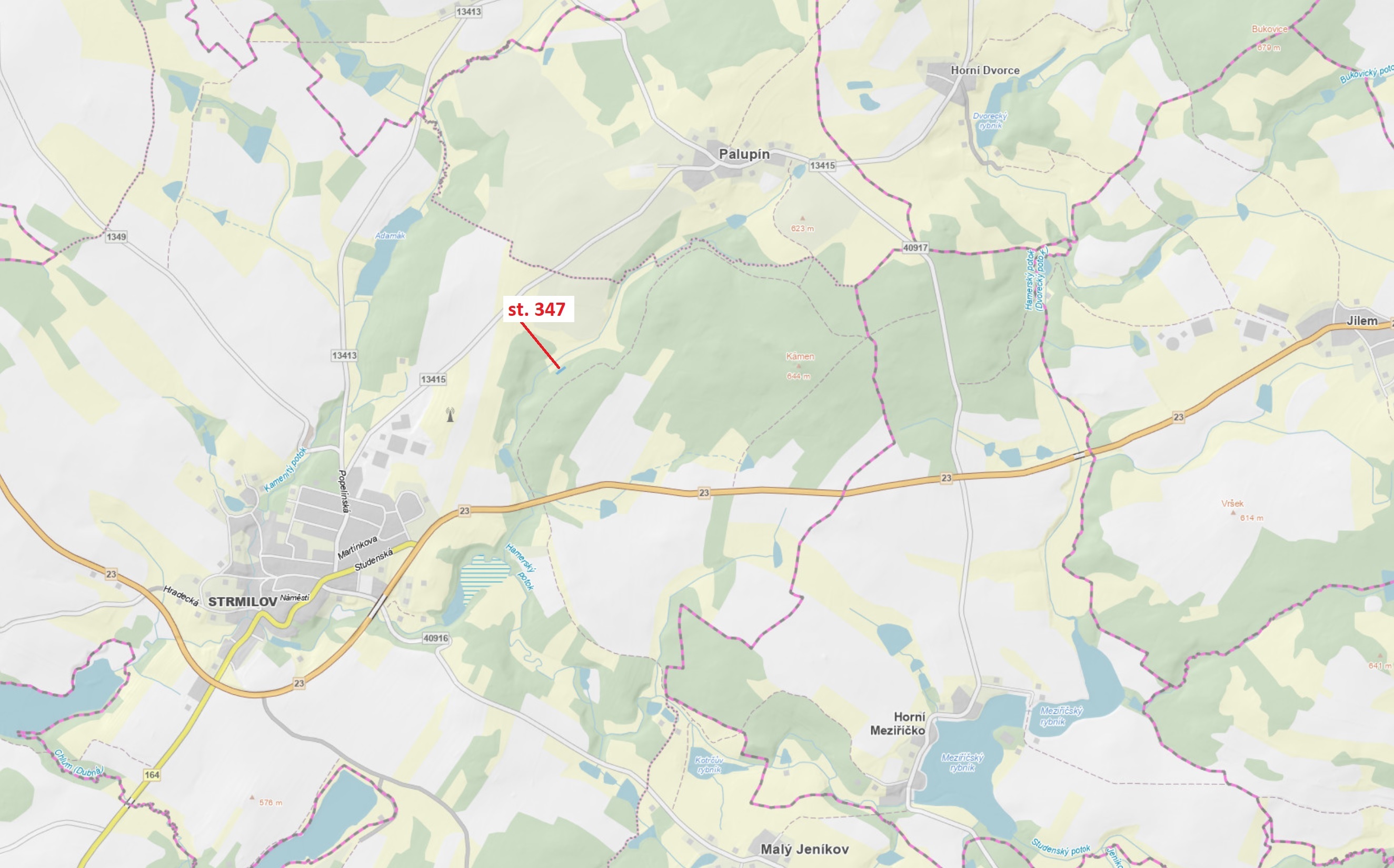 Zastavěná plocha a nádvoří o výměře 461 m2, podíl 1/1, katastrální území Strmilov, obec Strmilov, ob