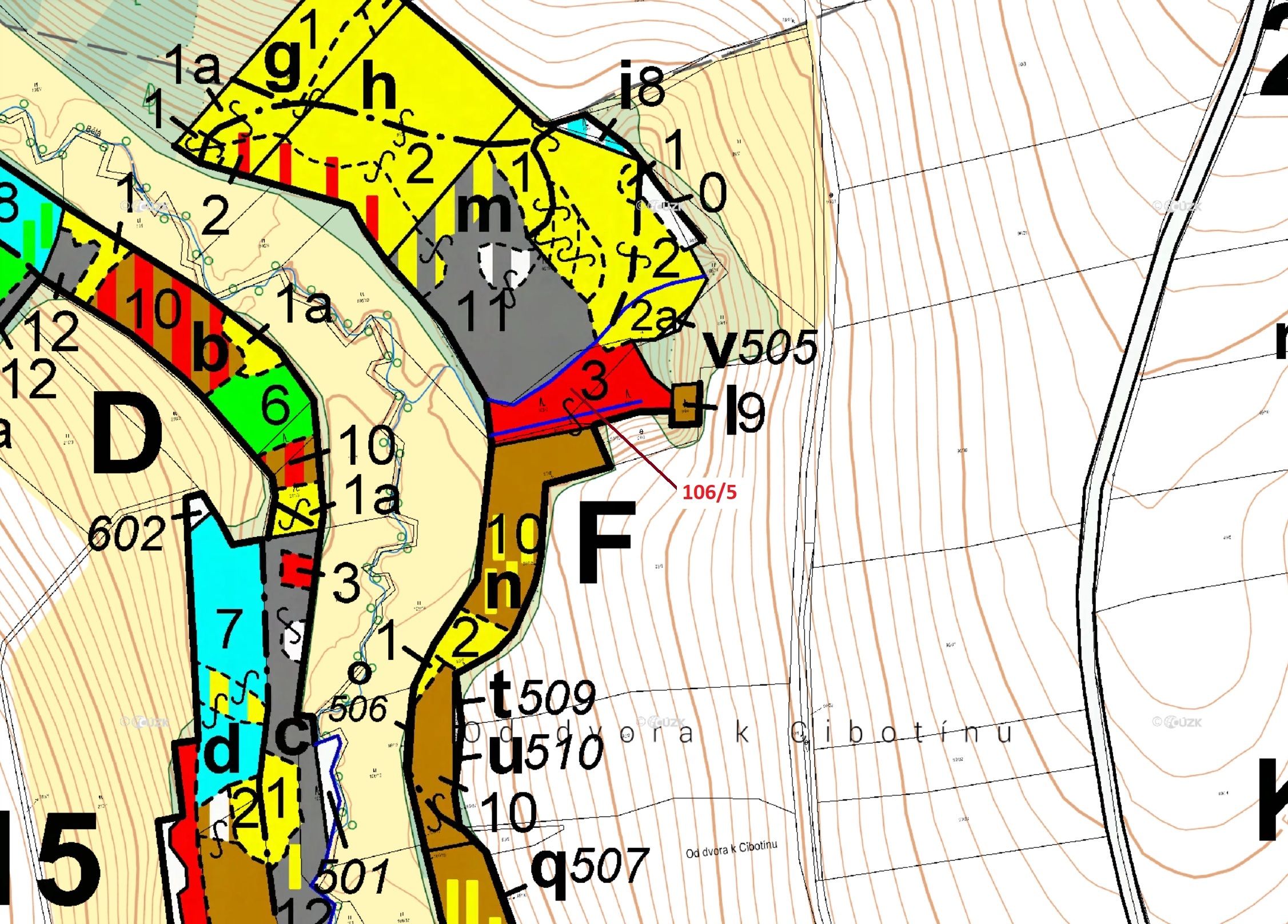 Lesní pozemek o výměře 1408 m2, podíl 1/1, katastrální území Macourov, obec Žižkovo Pole, obec s roz