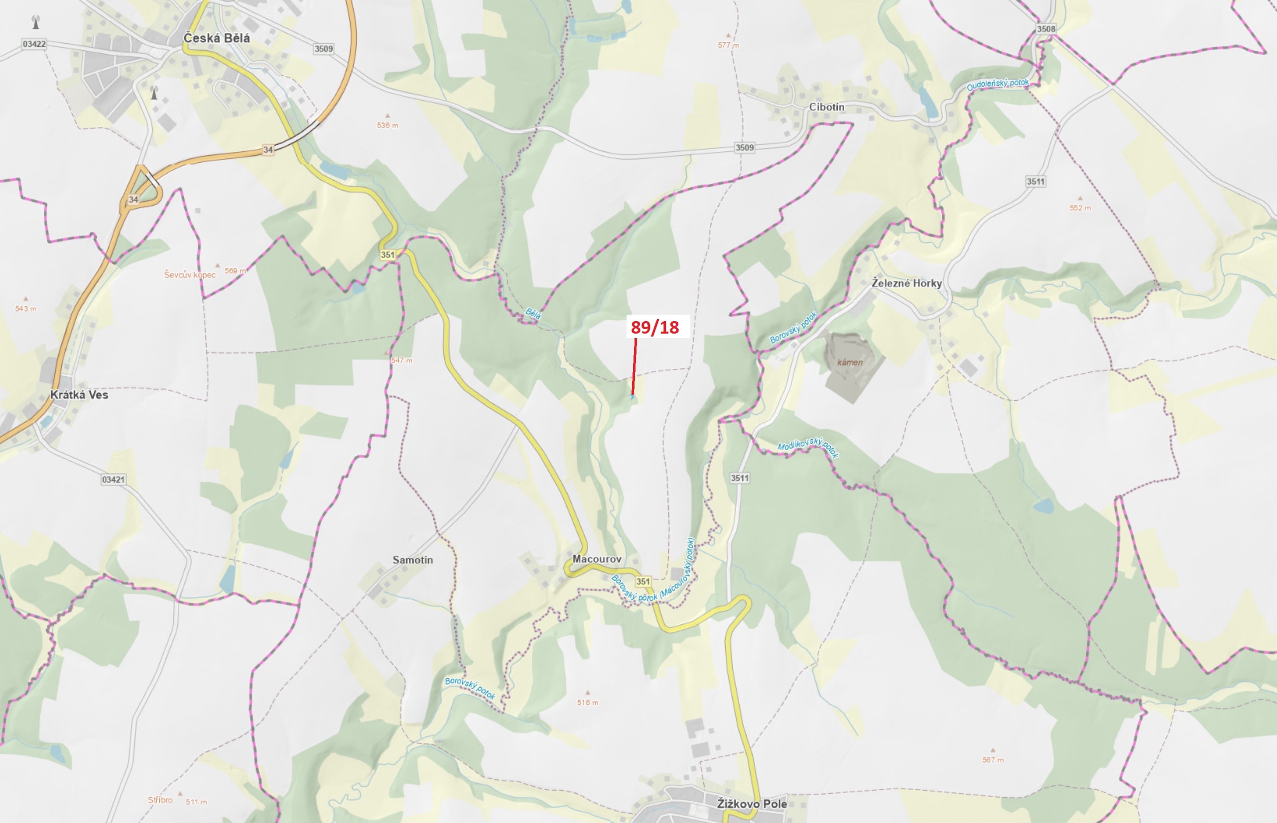 Trvalý travní porost o výměře 212 m2, podíl 1/1, katastrální území Macourov, obec Žižkovo Pole, obec