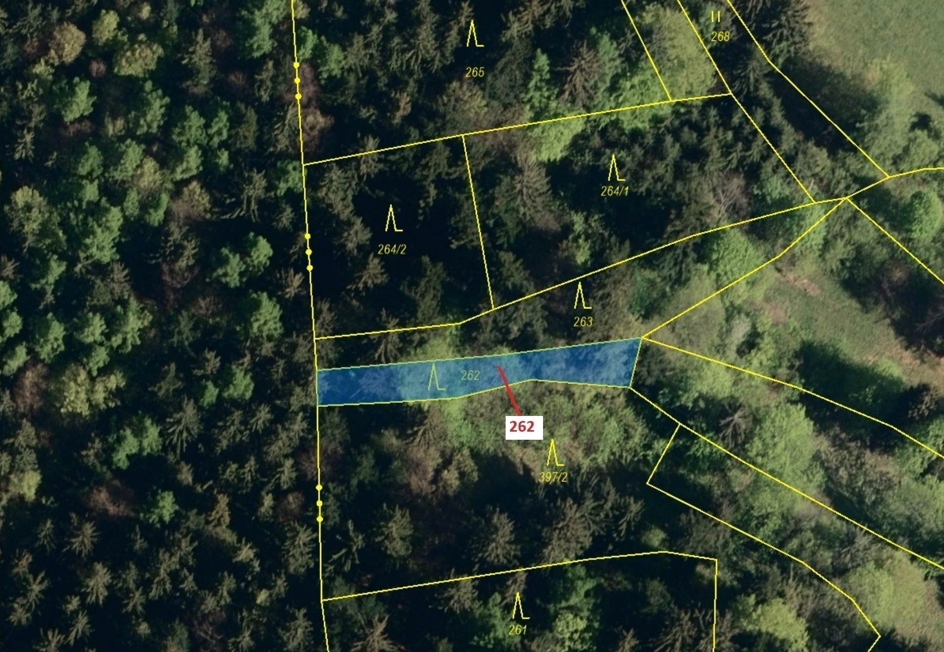 Lesní pozemek o výměře 273 m2, podíl 1/1, katastrální území Zděchov, obec Zděchov, obec s rozšířenou