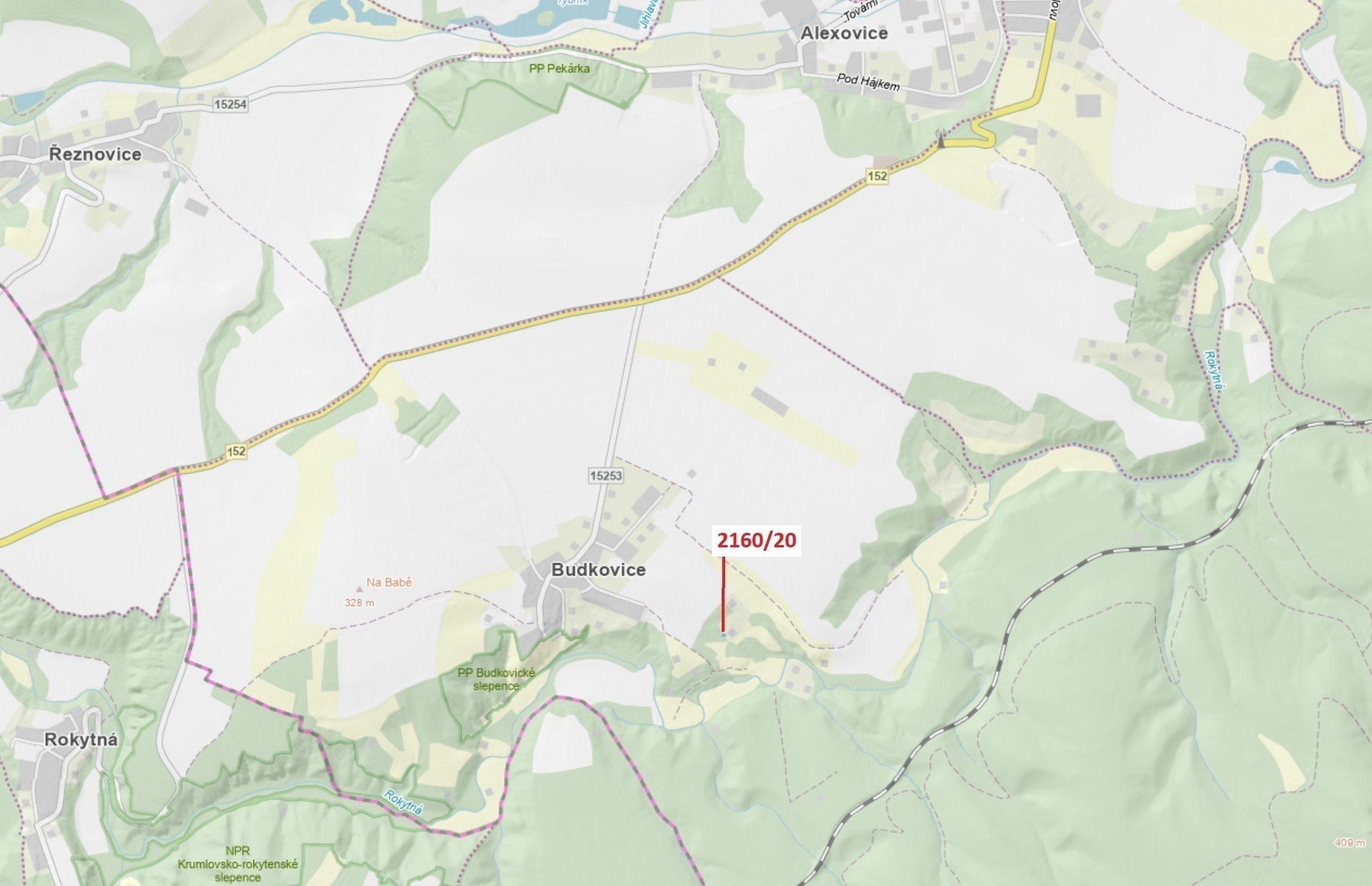 Lesní pozemek o výměře 90 m2, podíl 1/1, katastrální území Budkovice, obec Ivančice, obec s rozšířen