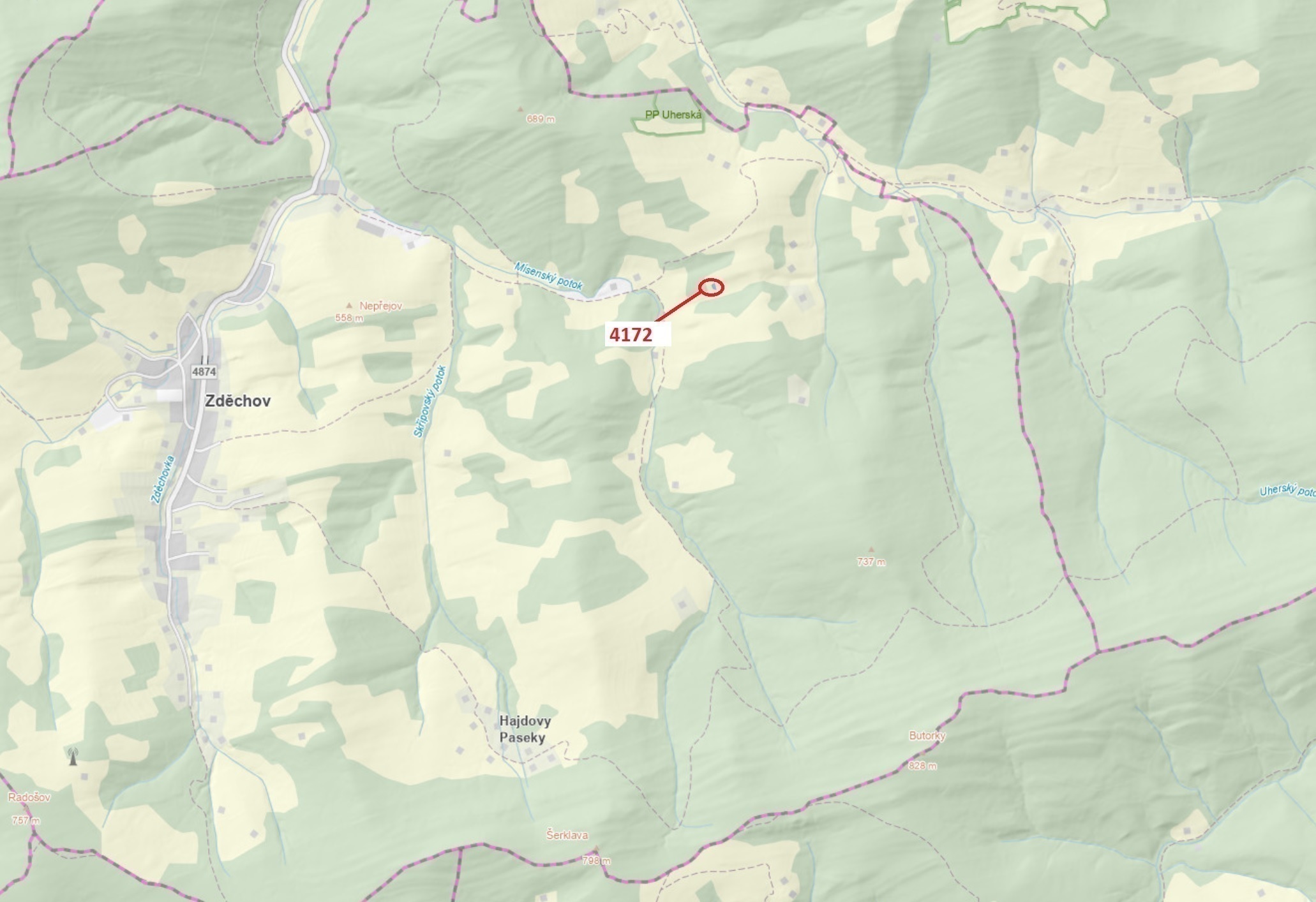 Lesní pozemek o výměře 216 m2, podíl 1/1, katastrální území Zděchov, obec Zděchov, obec s rozšířenou