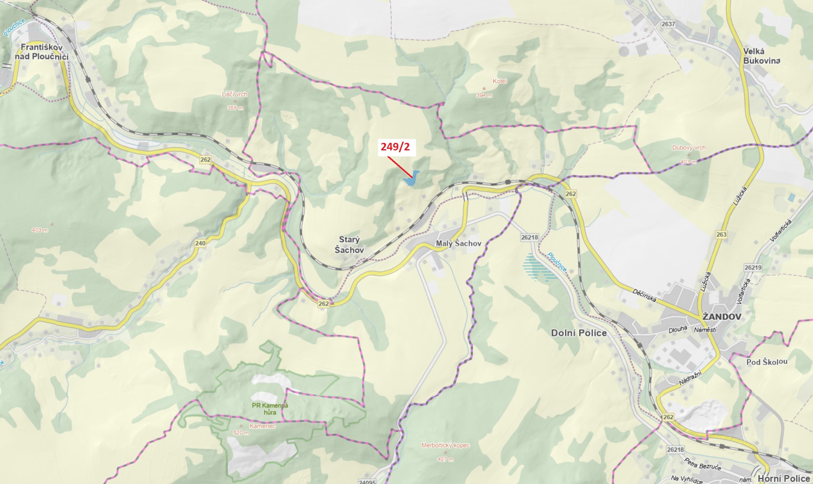 Lesní pozemek o výměře 4192 m2, podíl 1/1, katastrální území Starý Šachov, obec Starý Šachov, obec s