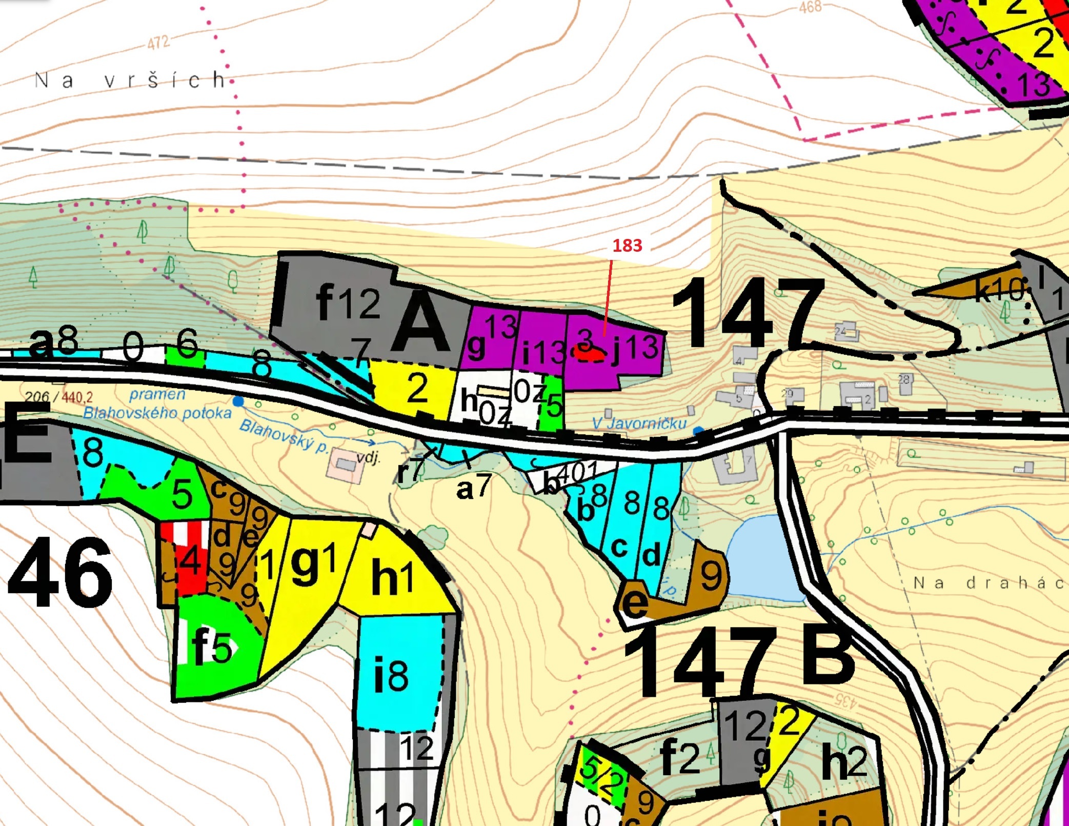 Lesní pozemek o výměře 2475 m2, podíl 1/1, katastrální území Javorníček, obec Libecina, obec s rozší