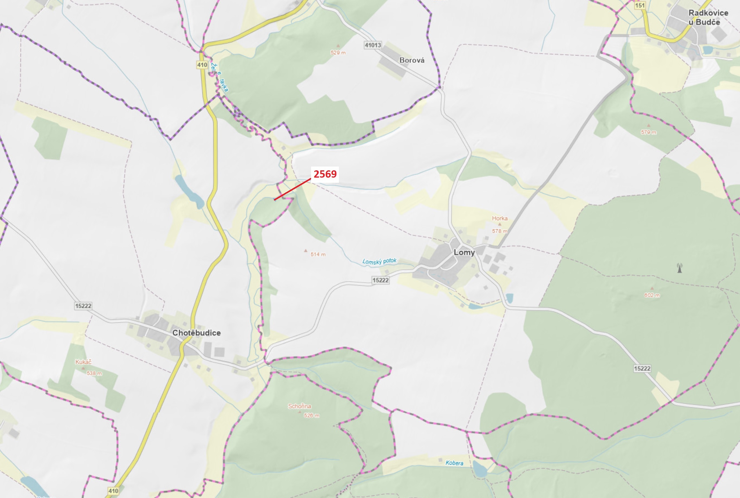 Lesní pozemek o výměře 155 m2, podíl 1/1, katastrální území Chotěbudice, obec Chotěbudice, obec s ro