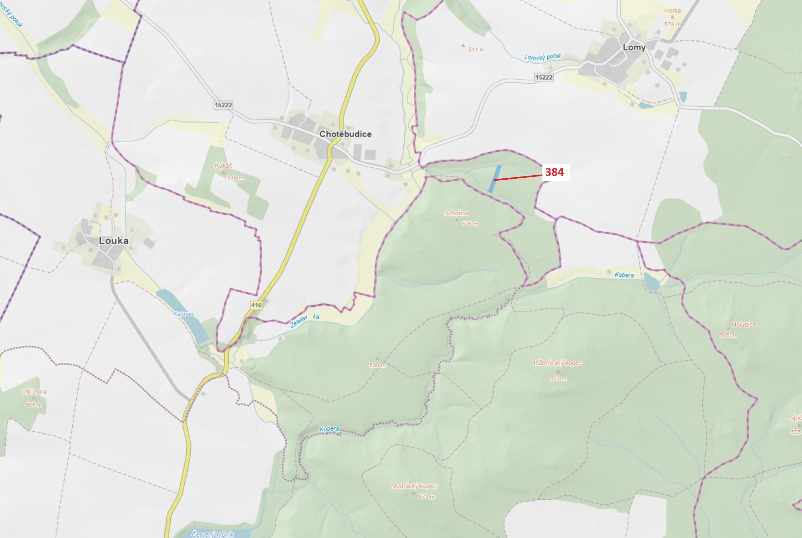 Lesní pozemek o výměře 4302 m2, podíl 1/1, katastrální území Chotěbudice, obec Chotěbudice, obec s r