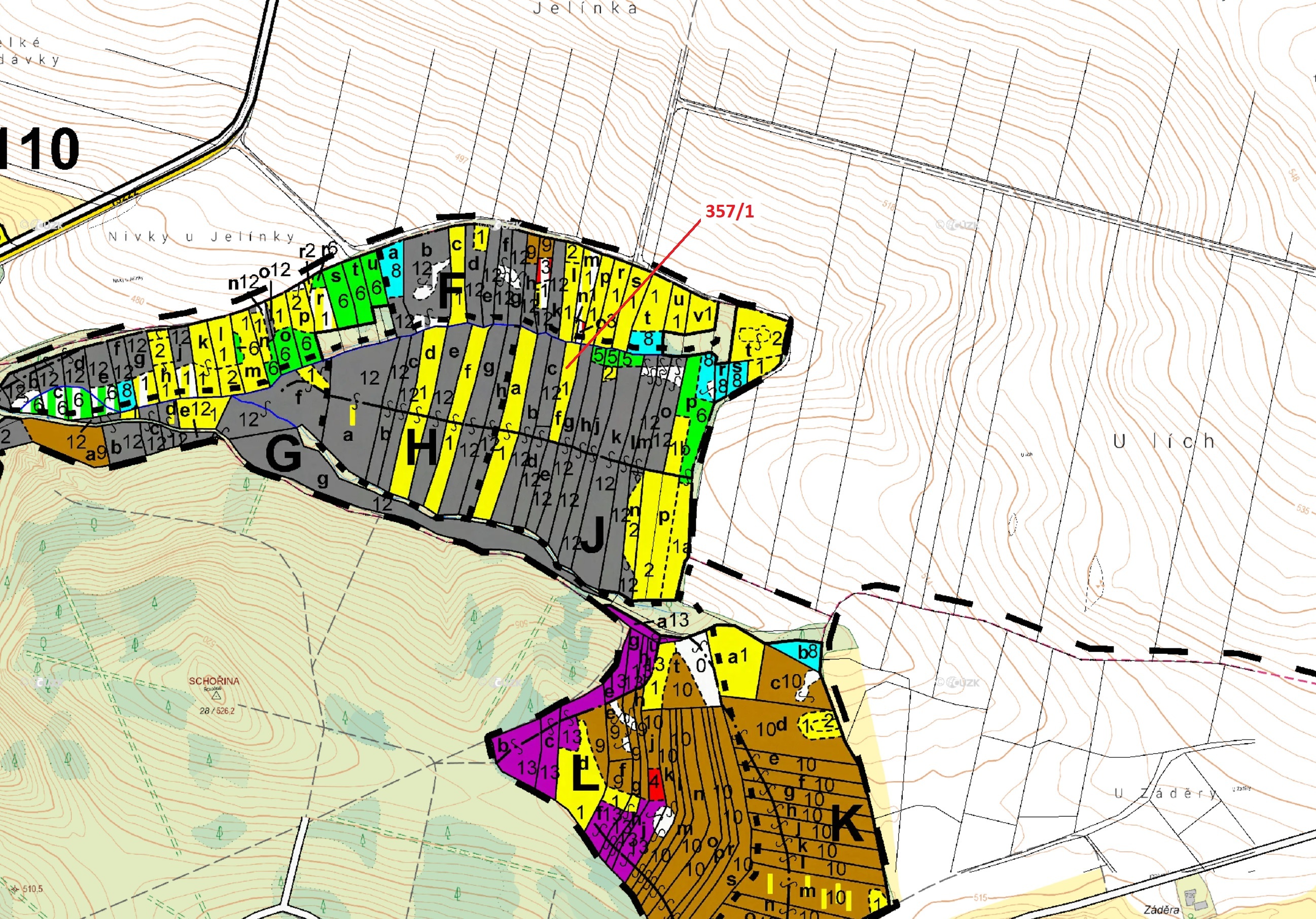 Lesní pozemek o výměře 1670 m2, podíl 1/1, katastrální území Chotěbudice, obec Chotěbudice, obec s r