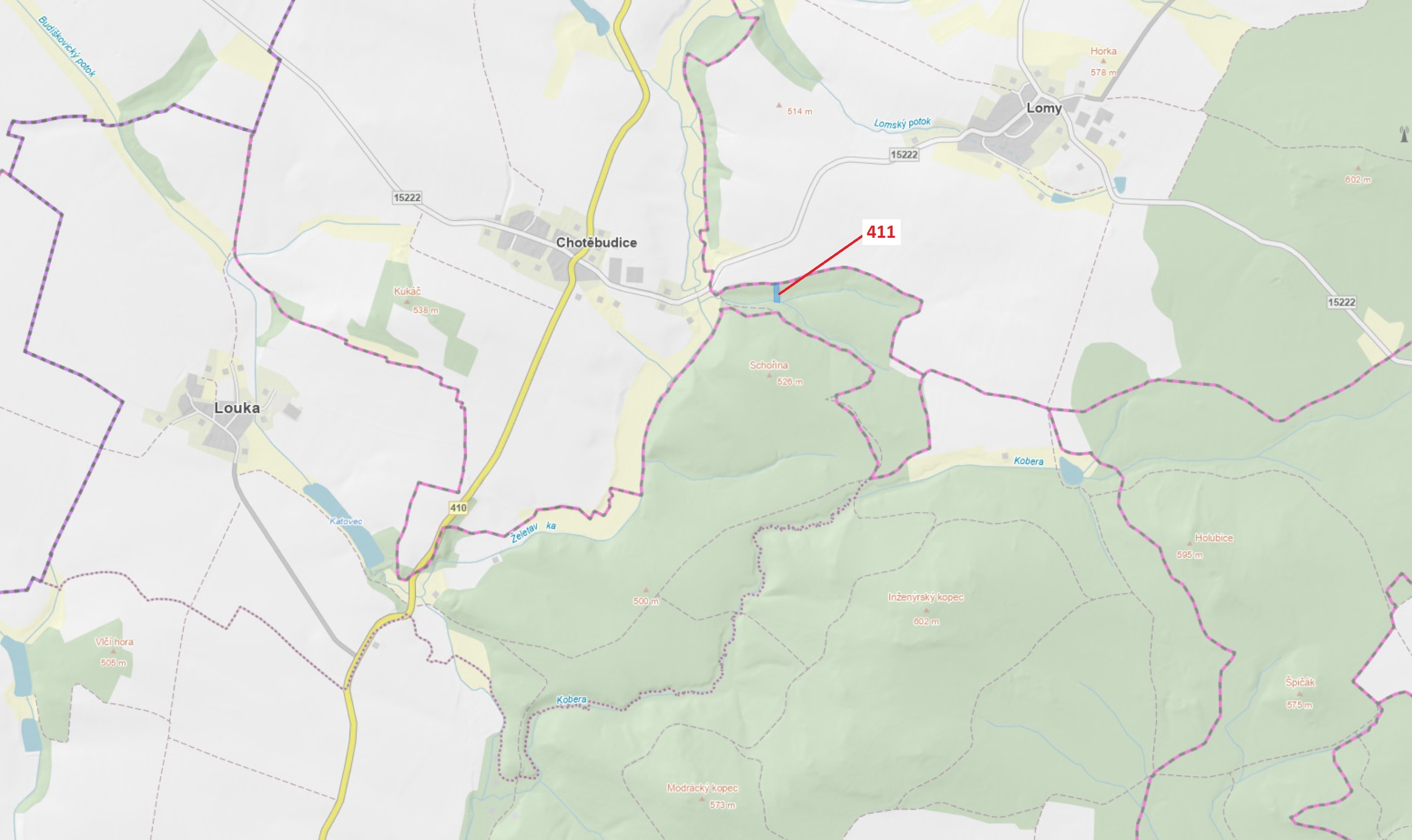 Lesní pozemek o výměře 1979 m2, podíl 1/1, katastrální území Chotěbudice, obec Chotěbudice, obec s r