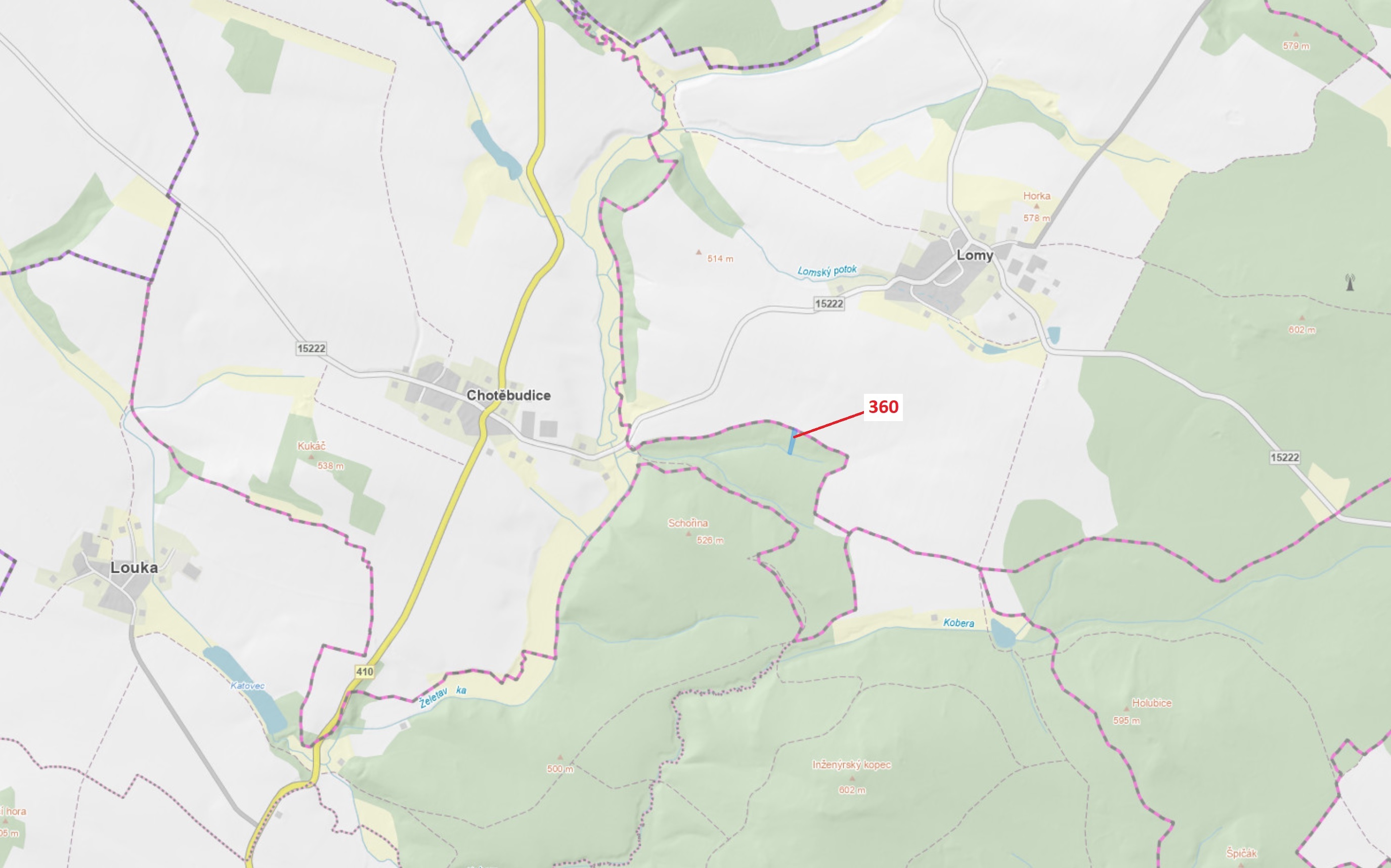 Lesní pozemek o výměře 1822 m2, podíl 1/1, katastrální území Chotěbudice, obec Chotěbudice, obec s r