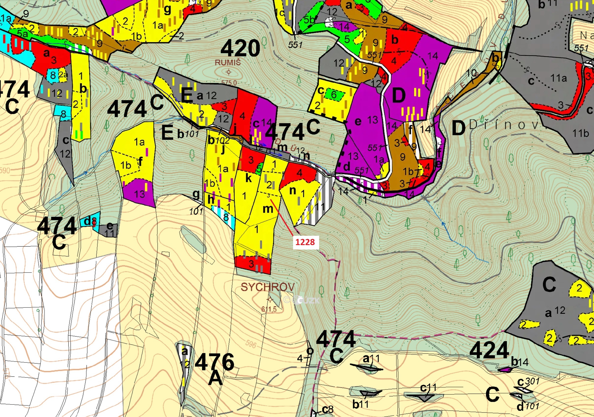 Lesní pozemek o výměře 10 403 m2, podíl 1/1, katastrální území Horní Studénky, obec Horní Studénky, 