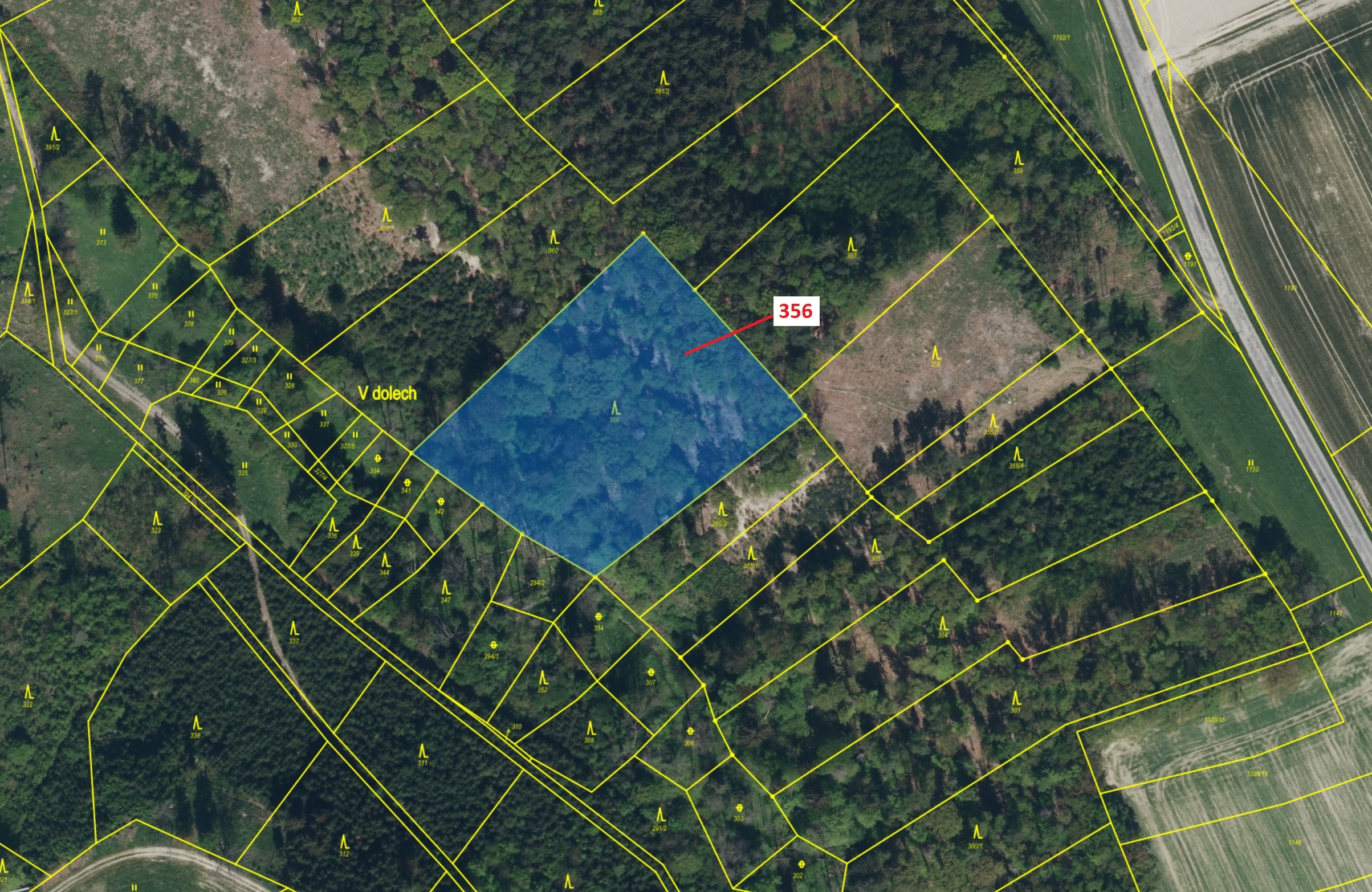 Lesní pozemek o výměře 6762 m2, podíl 1/1, katastrální území Řepníky, obec Řepníky, obec s rozšířeno