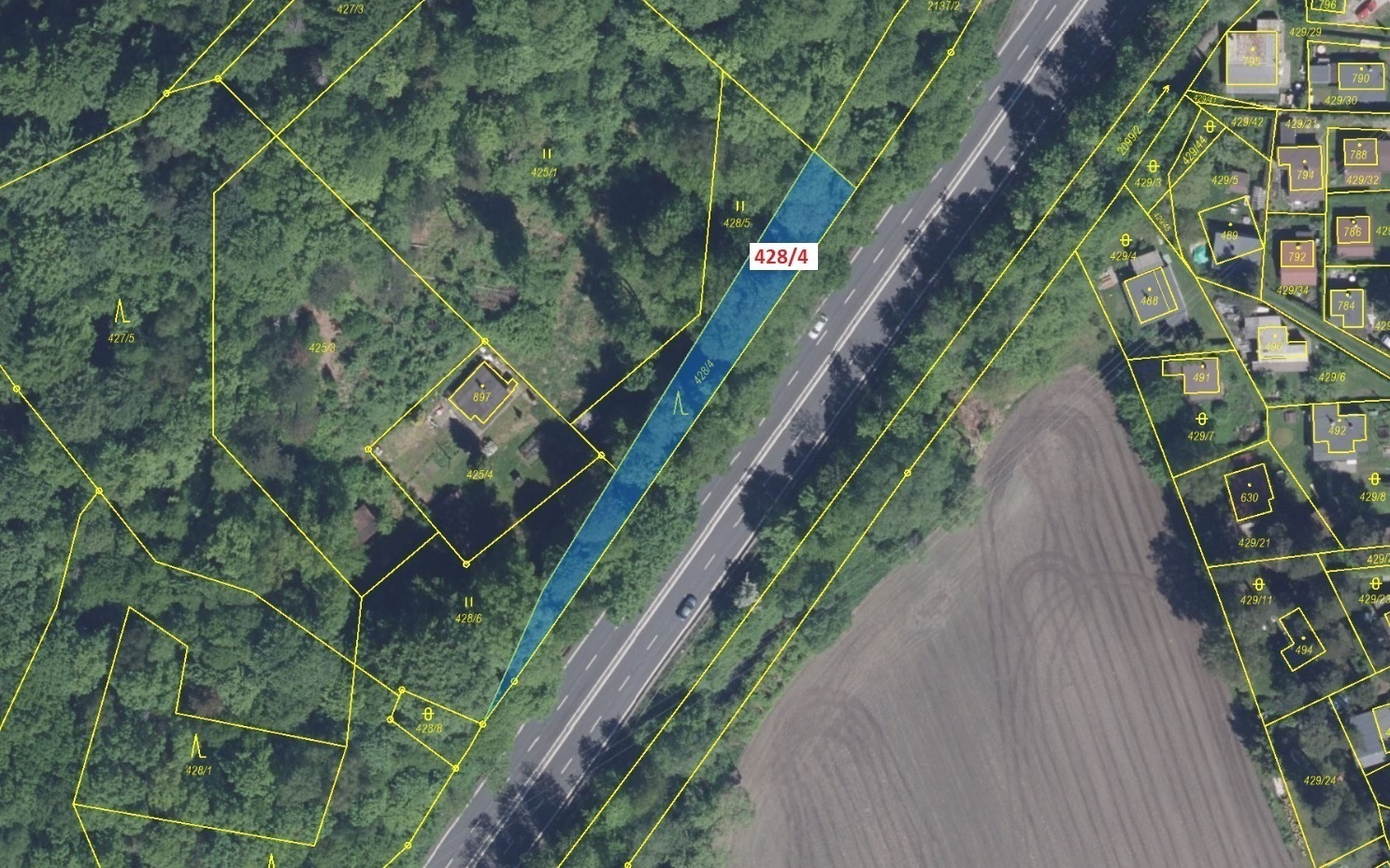 Lesní pozemek o výměře 770 m2, podíl 1/1, katastrální území Metylovice, obec Metylovice, obec s rozš