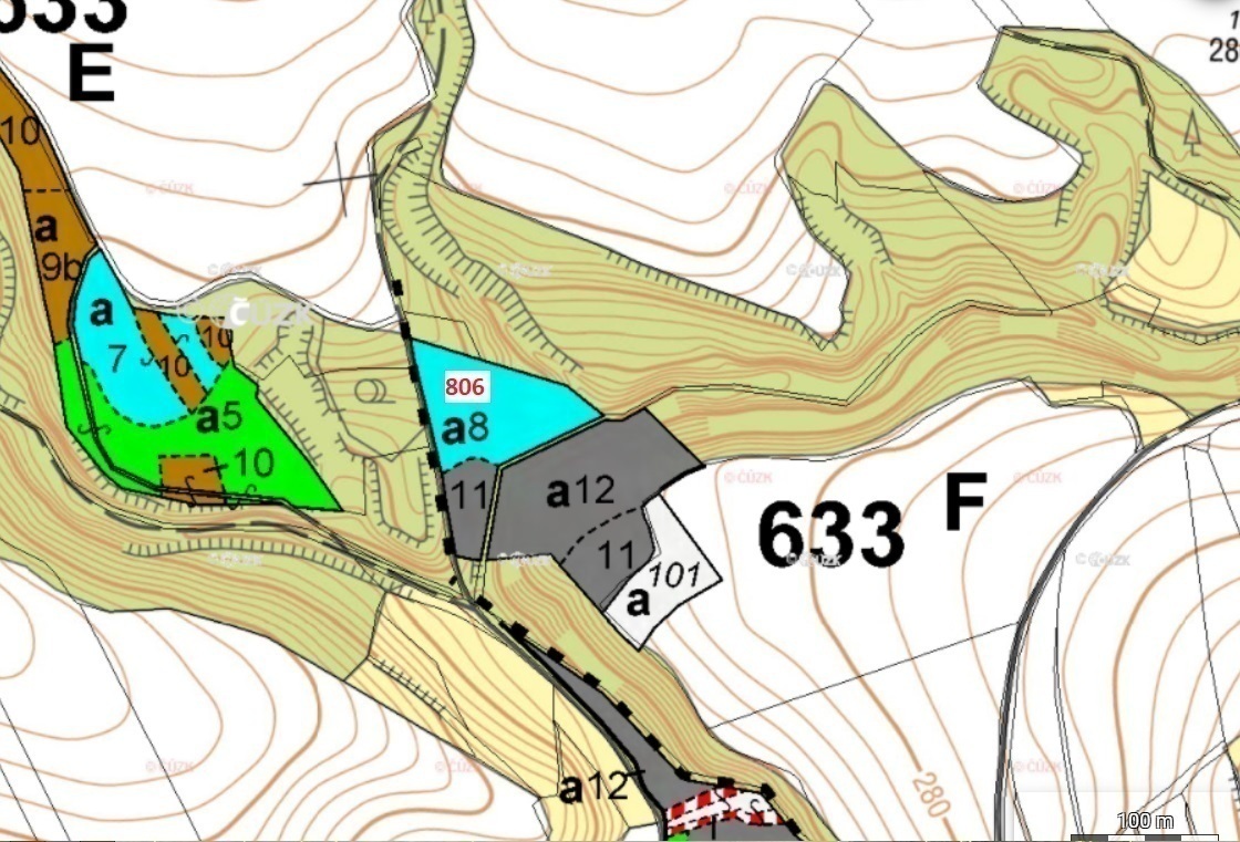 Lesní pozemek o výměře 8141 m2, podíl 1/1, katastrální území Velký Hubenov, obec Snědovice, obec s r