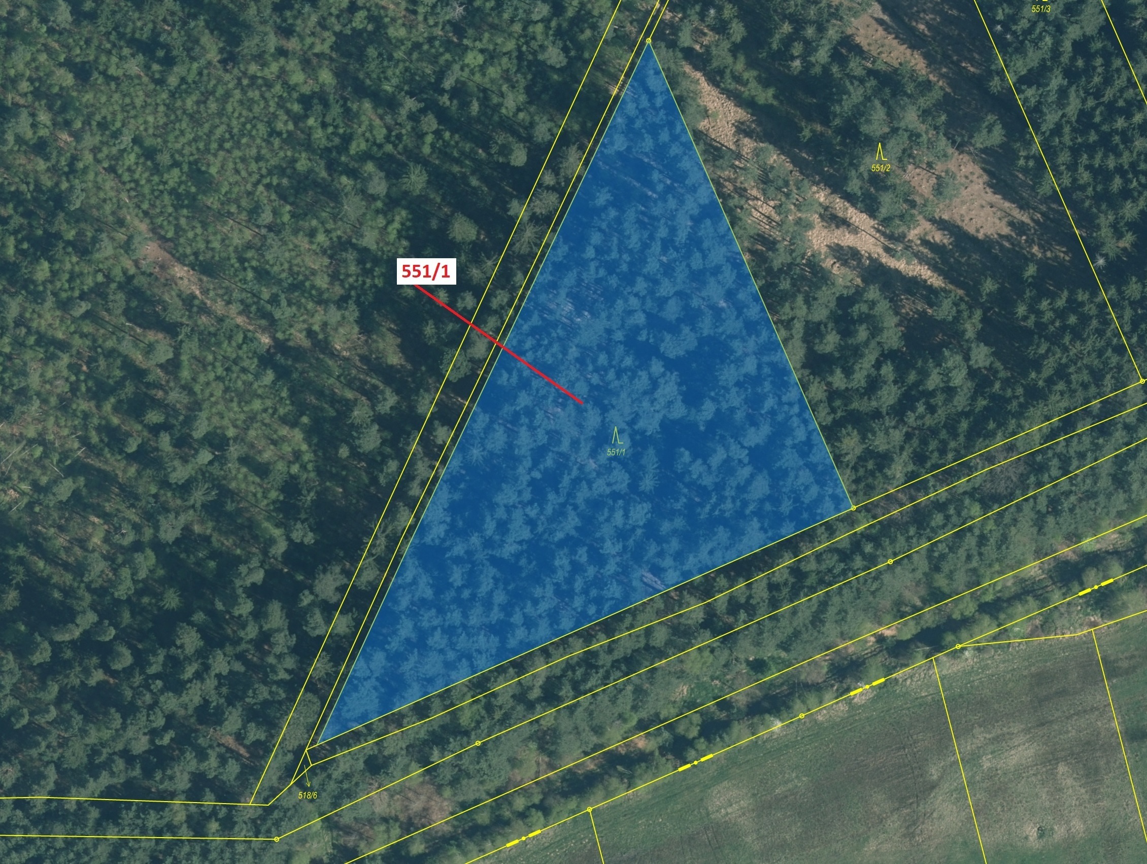 Lesní pozemek o výměře 9131 m2, podíl 1/1, katastrální území Hrdlořezy u Suchdola nad Lužnicí, obec 