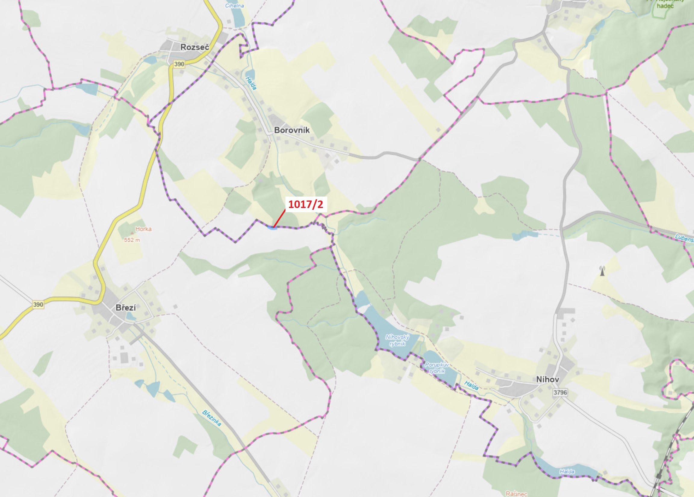 Ostatní plocha o výměře 1043 m2, podíl 1/1, katastrální území Březí u Osové Bítýšky, obec Březí, obe