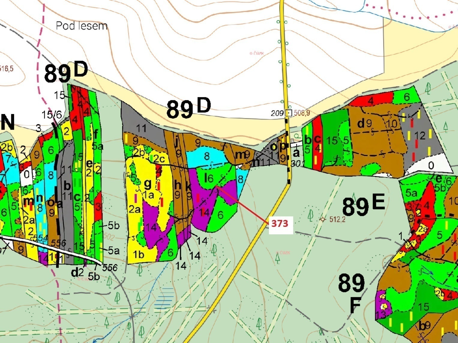 Lesní pozemek o výměře 25 608 m2, podíl 1/1, katastrální území Kajetín, obec Choustník, obec s rozší