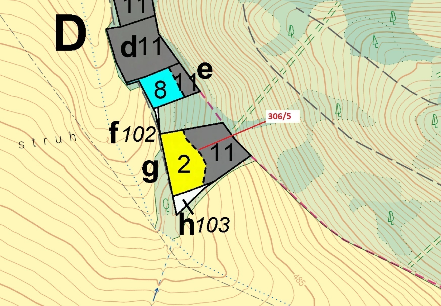 Lesní pozemek o výměře 4906 m2, podíl 1/1, katastrální území Třešně u Záhoří, obec Záhoří, obec s ro
