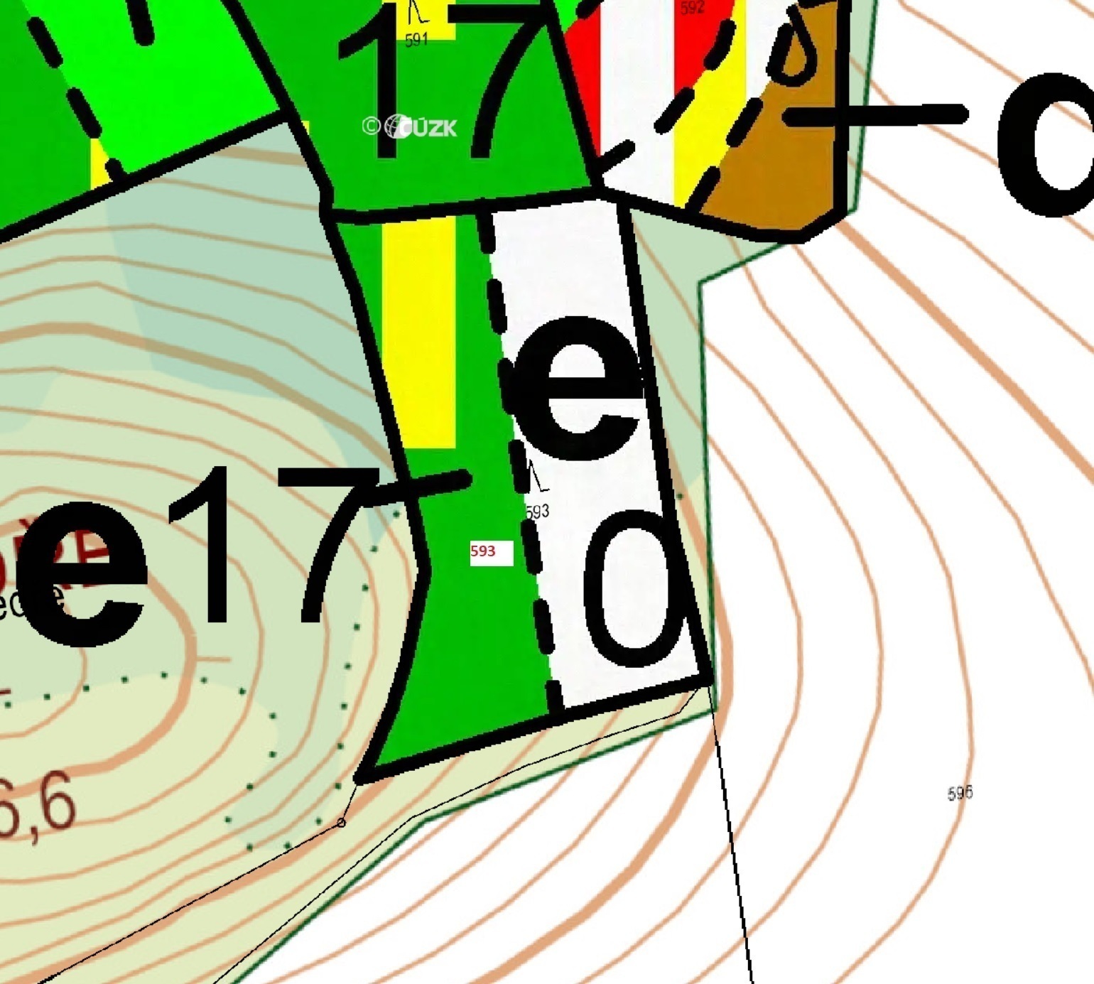Lesní pozemek o výměře 2226 m2, podíl 1/1, katastrální území Zahorčičky, obec Hradiště, obec s rozší