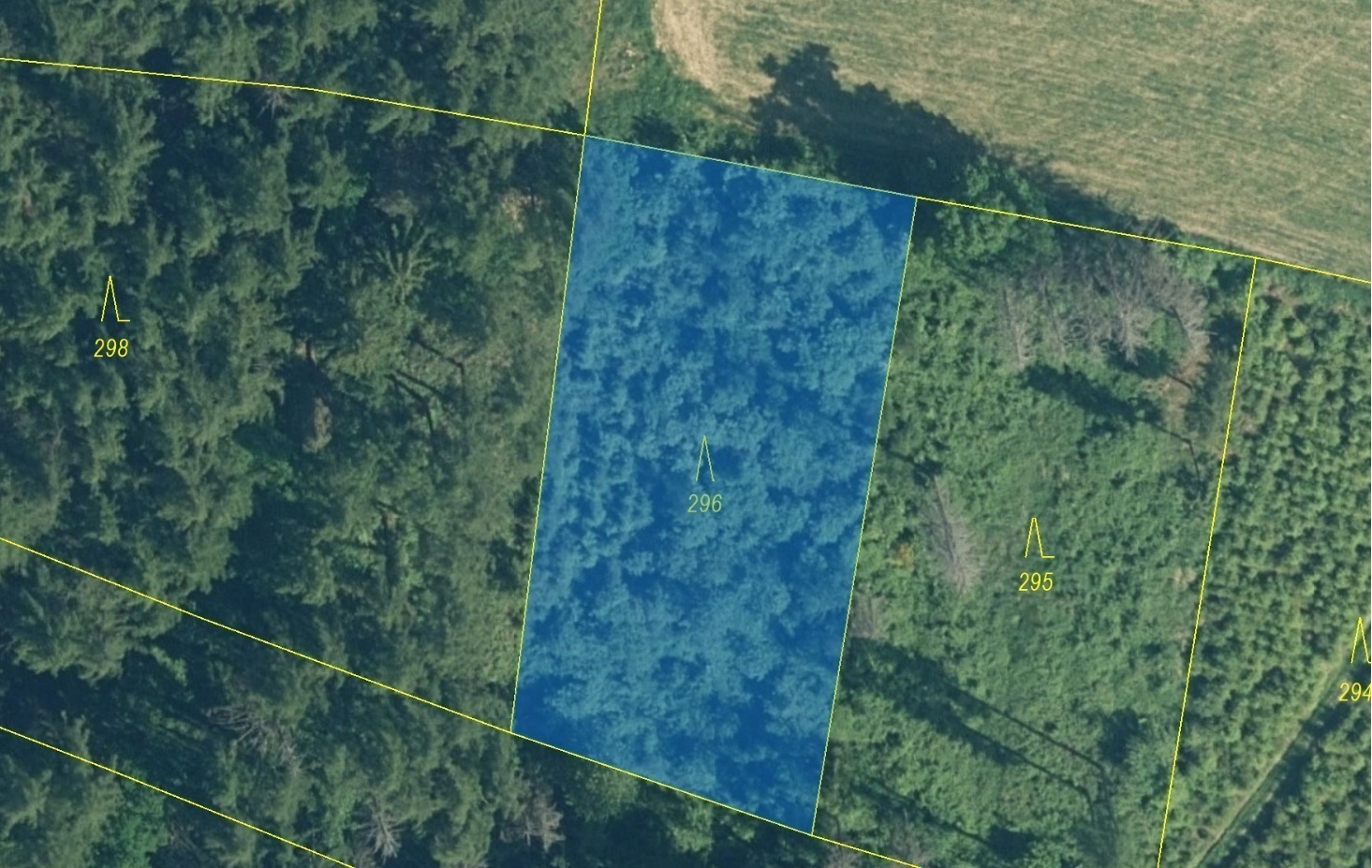 Lesní pozemek o výměře 1626 m2, podíl 1/1, katastrální území Kovčín, obec Kovčín, obec s rozšířenou 