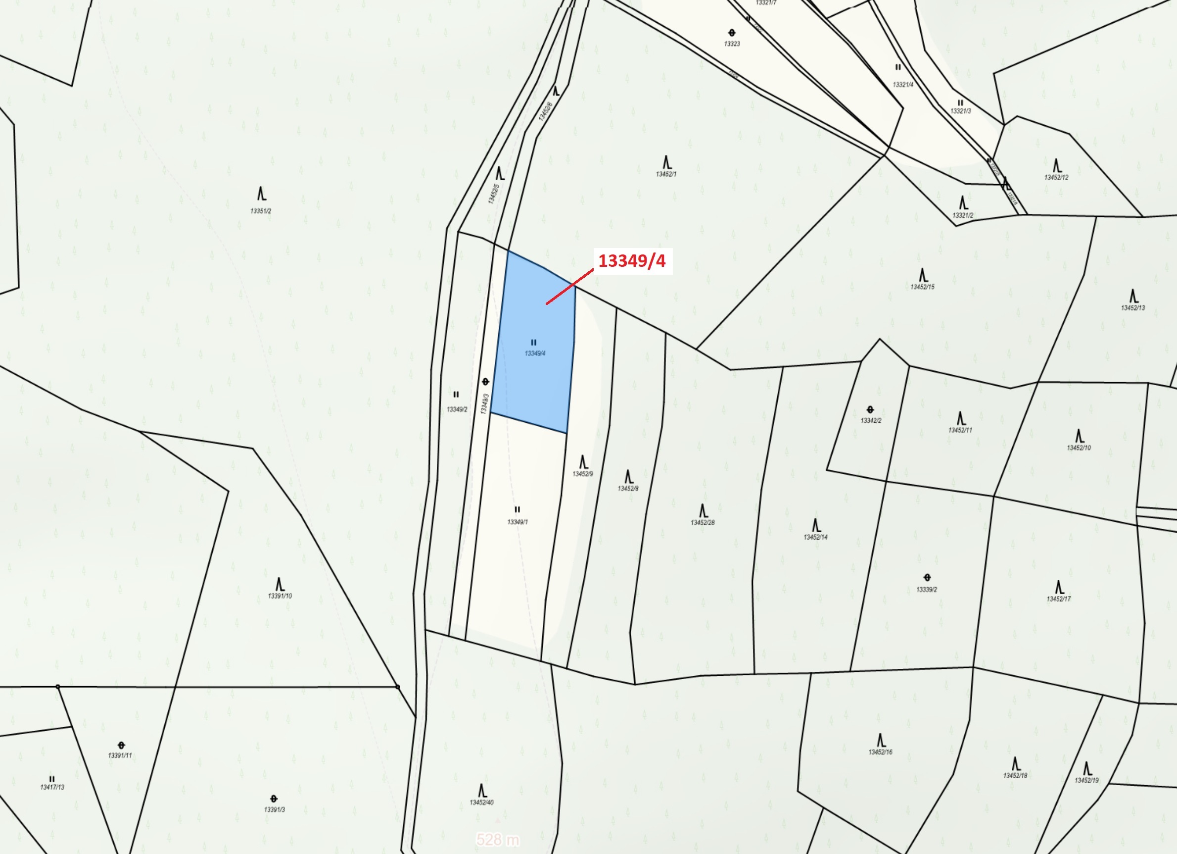Trvalý travní porost o výměře 1222 m2, podíl 1/1, katastrální území Hovězí, obec Hovězí, obec s rozš