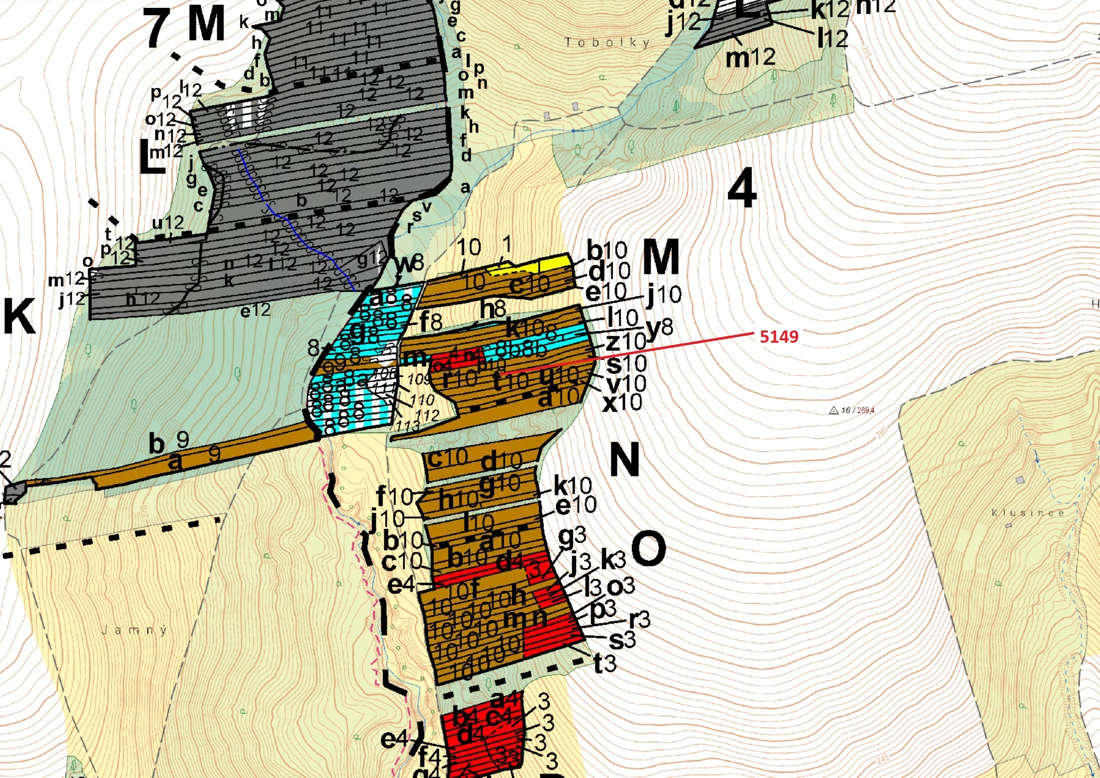 Lesní pozemek o výměře 694 m2, podíl 1/1, katastrální území Hradčovice, obec Hradčovice, obec s rozš