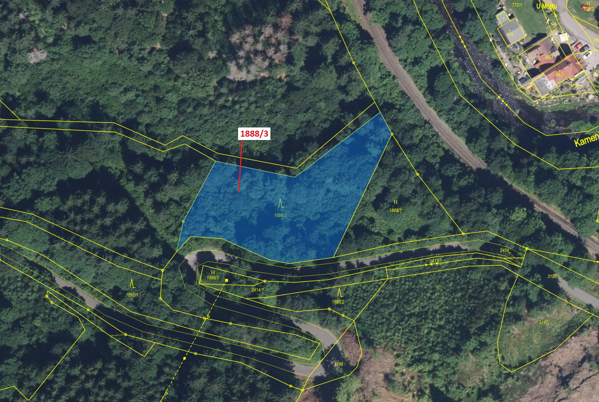 Lesní pozemek o výměře 3360 m2, podíl 1/1, katastrální území Držkov, obec Držkov, obec s rozšířenou 