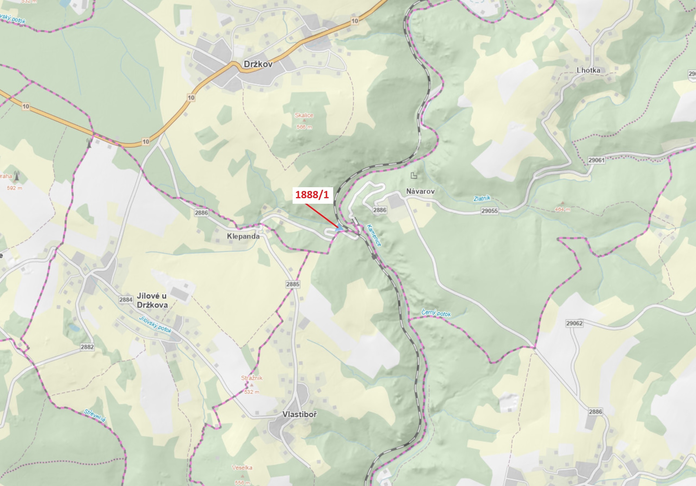 Trvalý travní porost o výměře 1487 m2, podíl 1/1, katastrální území Držkov, obec Držkov, obec s rozš