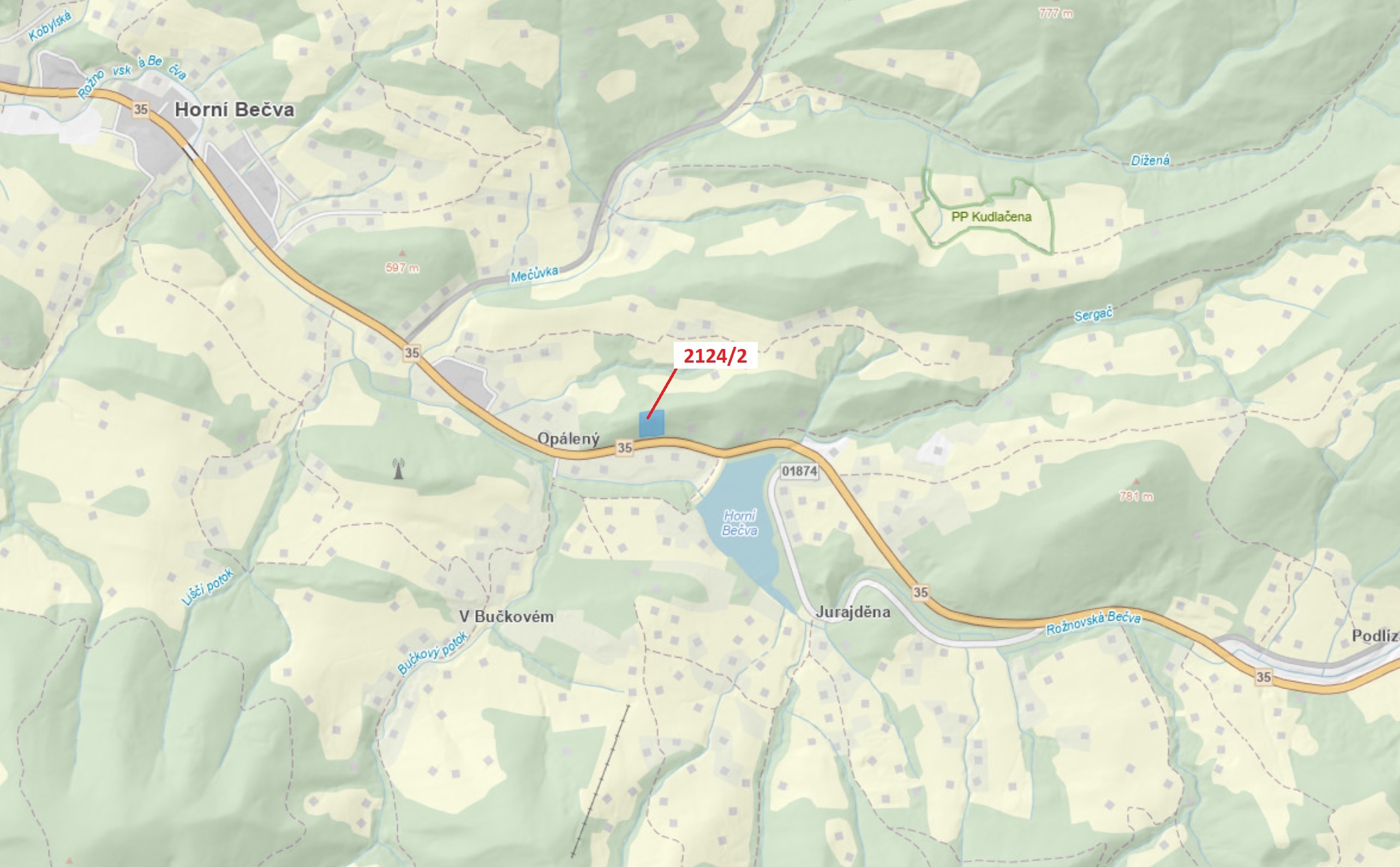 Lesní pozemek o výměře 6662 m2, podíl 1/1, katastrální území Horní Bečva, obec Horní Bečva, obec s r
