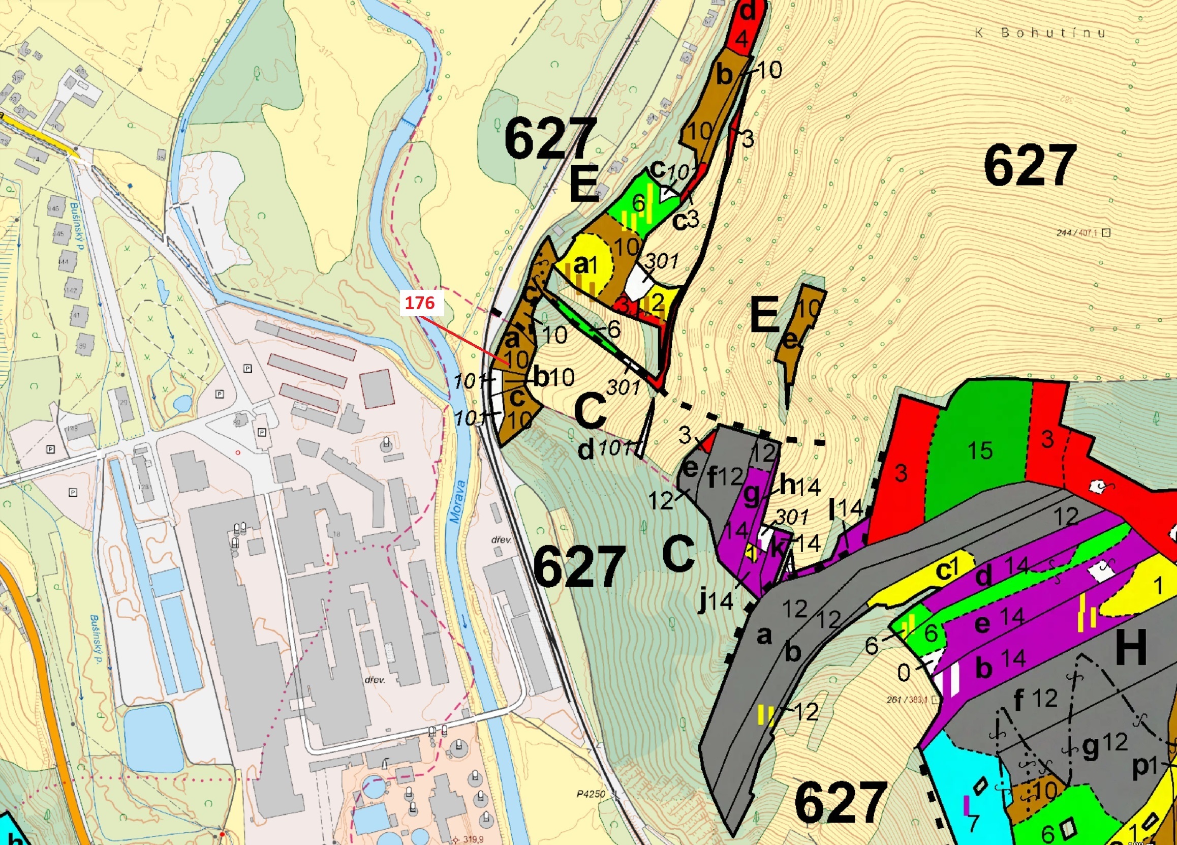 Lesní pozemek o výměře 692 m2, podíl 1/1, katastrální území Bohutín nad Moravou, obec Bohutín, obec 