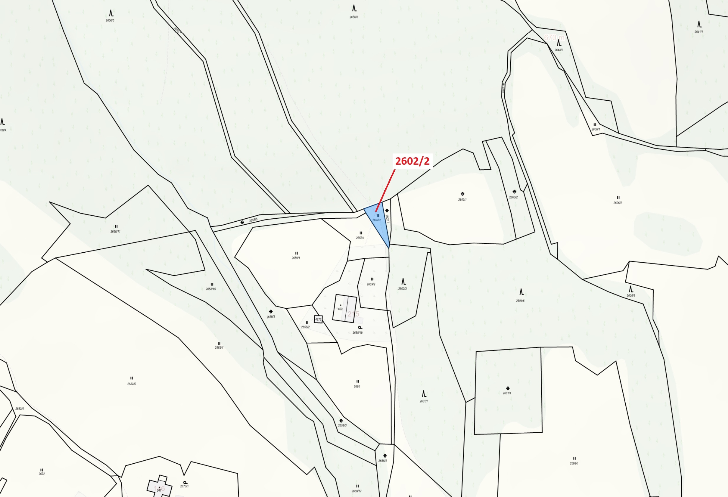 Trvalý travní porost o výměře 255 m2, podíl 1/1, katastrální území Valašská Bystřice, obec Valašská 