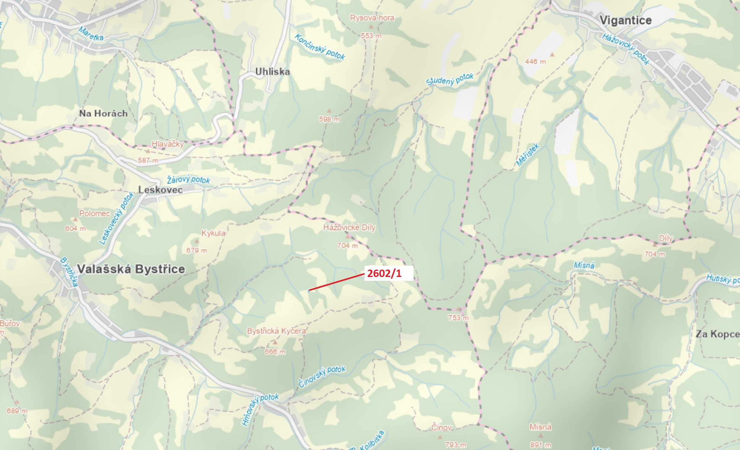 Ostatní plocha o výměře 97 m2, podíl 1/1, katastrální území Valašská Bystřice, obec Valašská Bystřic