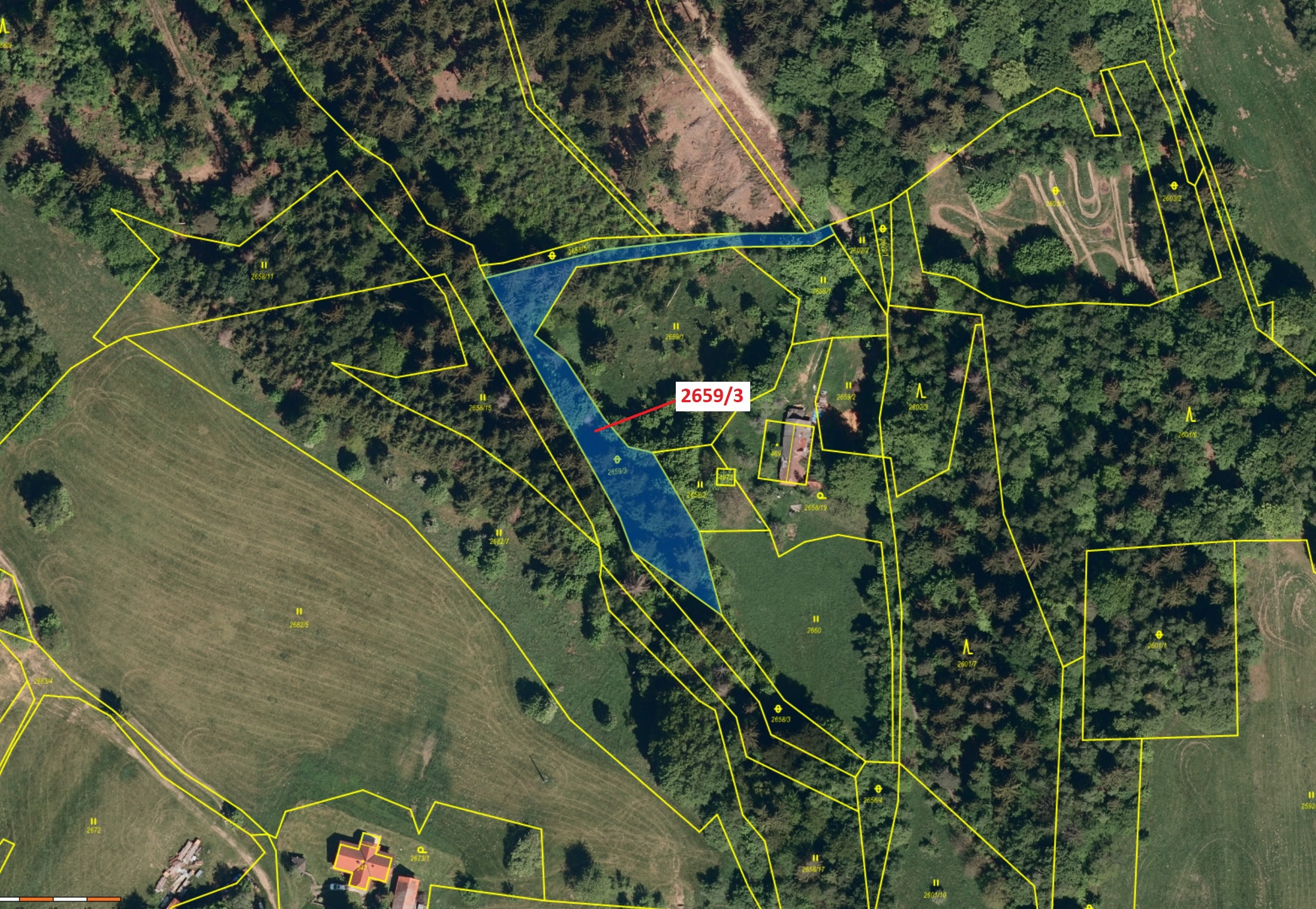 Ostatní plocha o výměře 1928 m2, podíl 1/1, katastrální území Valašská Bystřice, obec Valašská Bystř