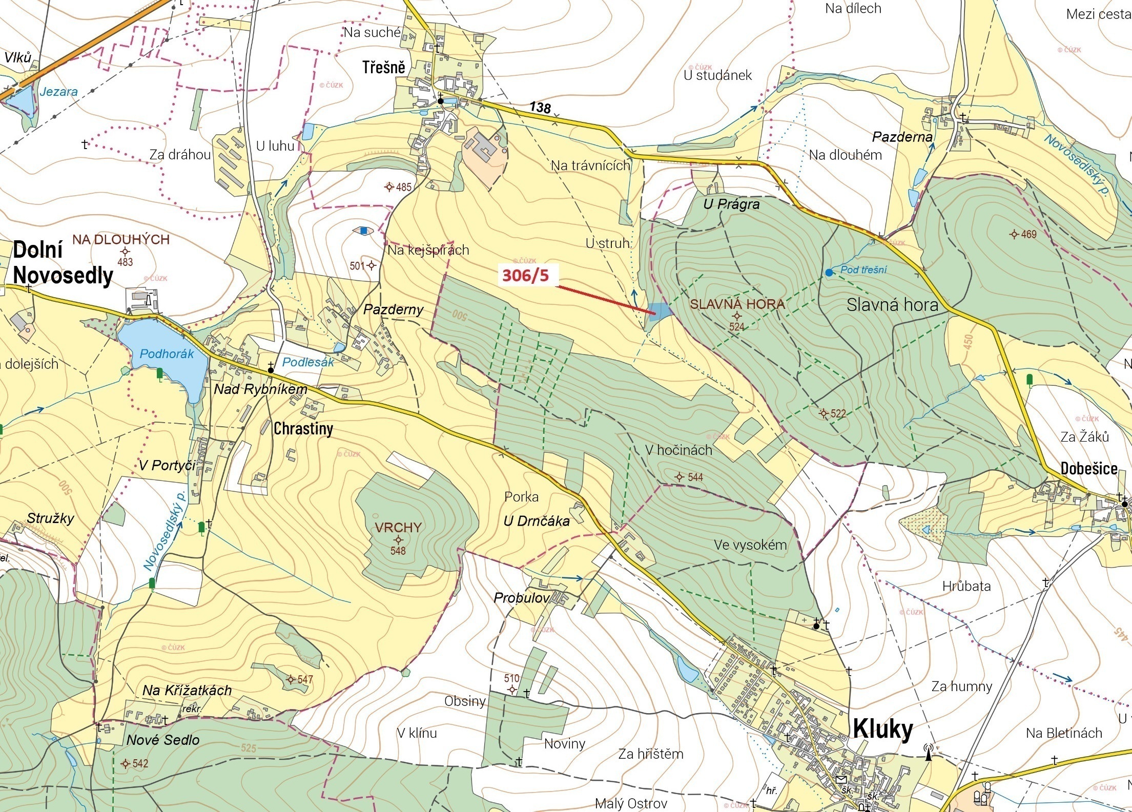 Lesní pozemek o výměře 4906 m2, podíl 1/1, katastrální území Třešně u Záhoří, obec Záhoří, obec s ro