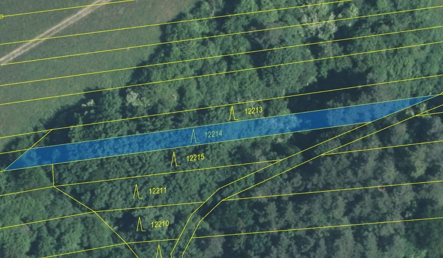 Lesní pozemek o výměře 597 m2, podíl 1/1, katastrální území Strání, obec Strání, obec s rozšířenou p