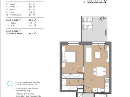 2 | Prodej bytu, 2+kk, 59 m²