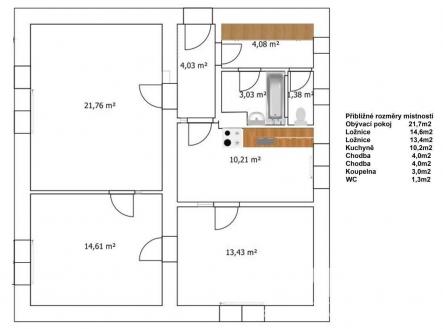 Plánek bytu | Prodej bytu, 3+1, 77 m²